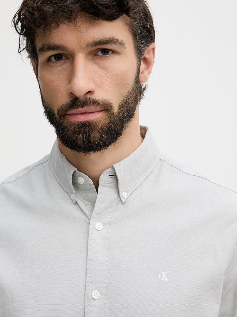 detail Calvin Klein pánská šedozelená košile