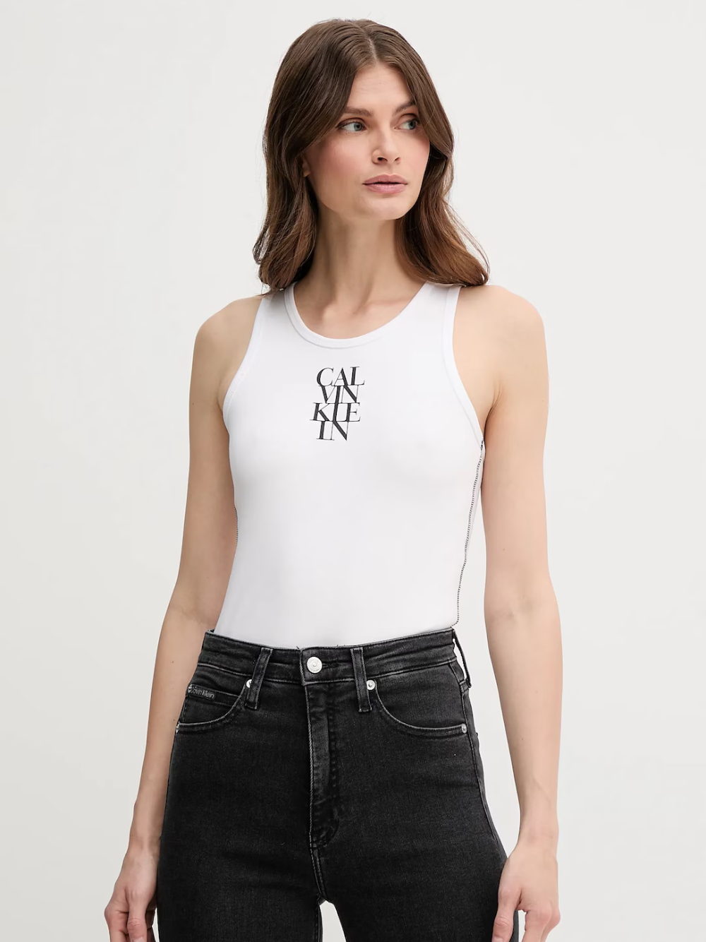 detail Calvin Klein dámské bílé tílko