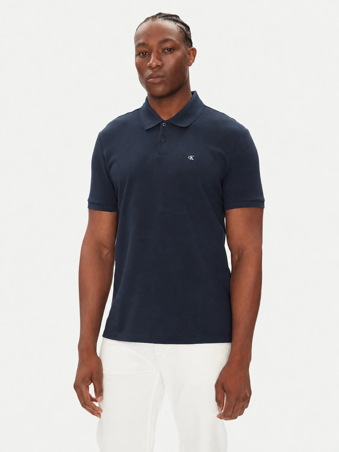 detail   Calvin Klein pánské tmavě modré polo tričko