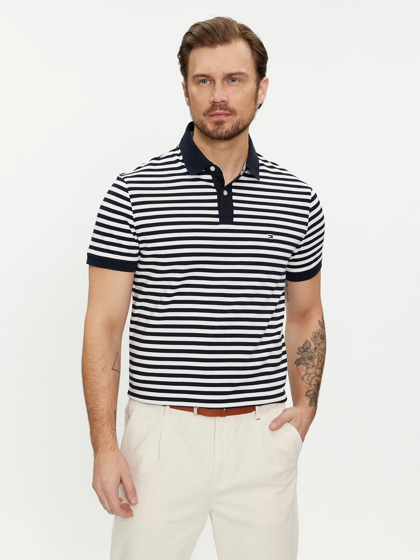 detail Tommy Hilfiger pánské pruhované polo tričko