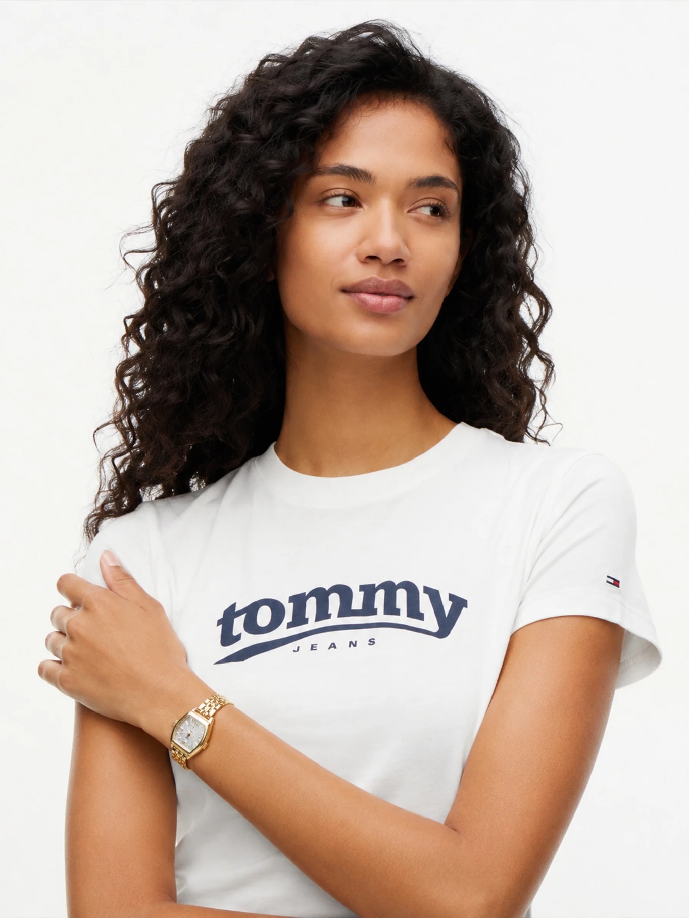 detail Tommy Jeans dámské bílé tričko