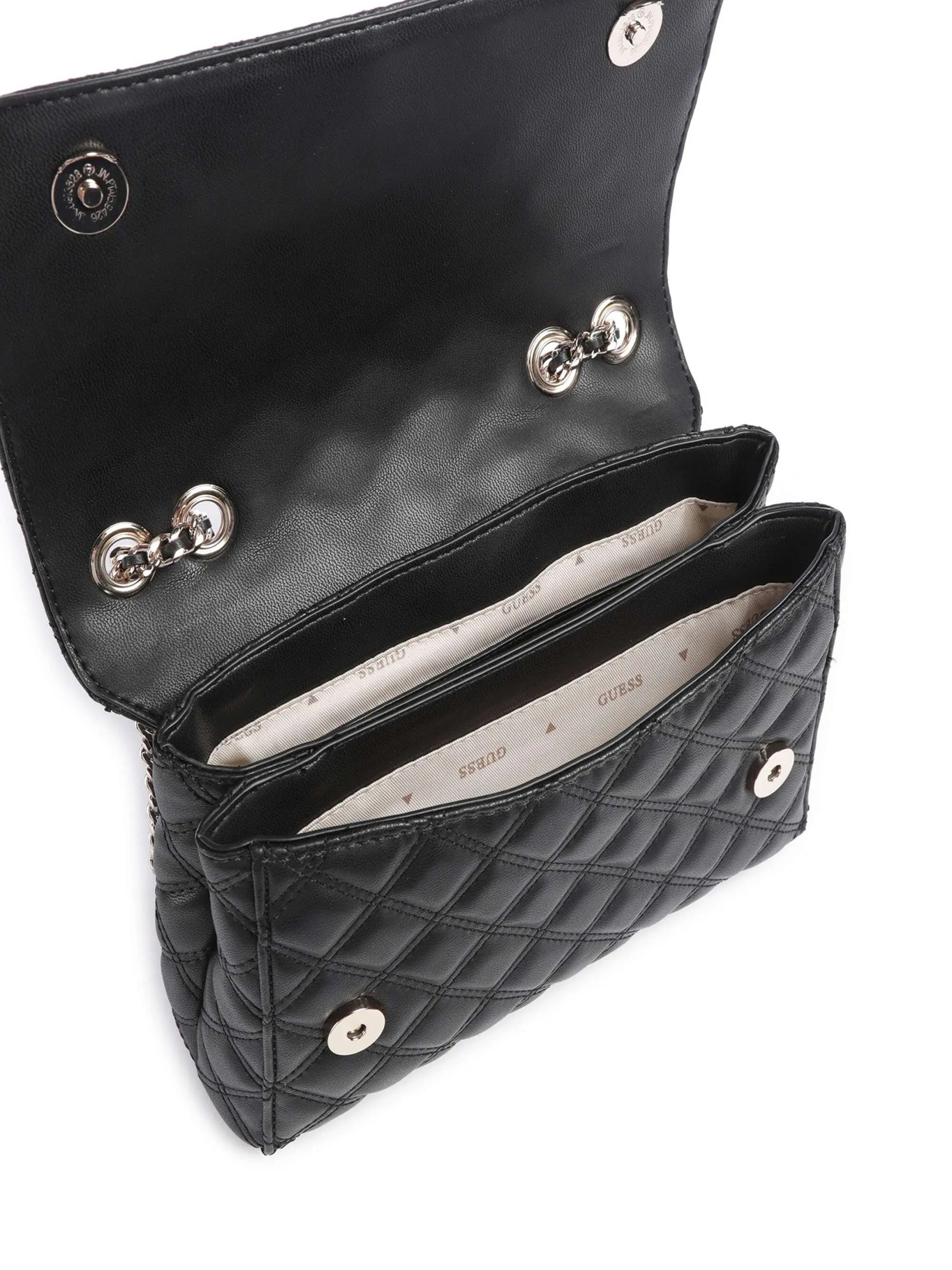 detail Guess dámská černá kabelka přes rameno