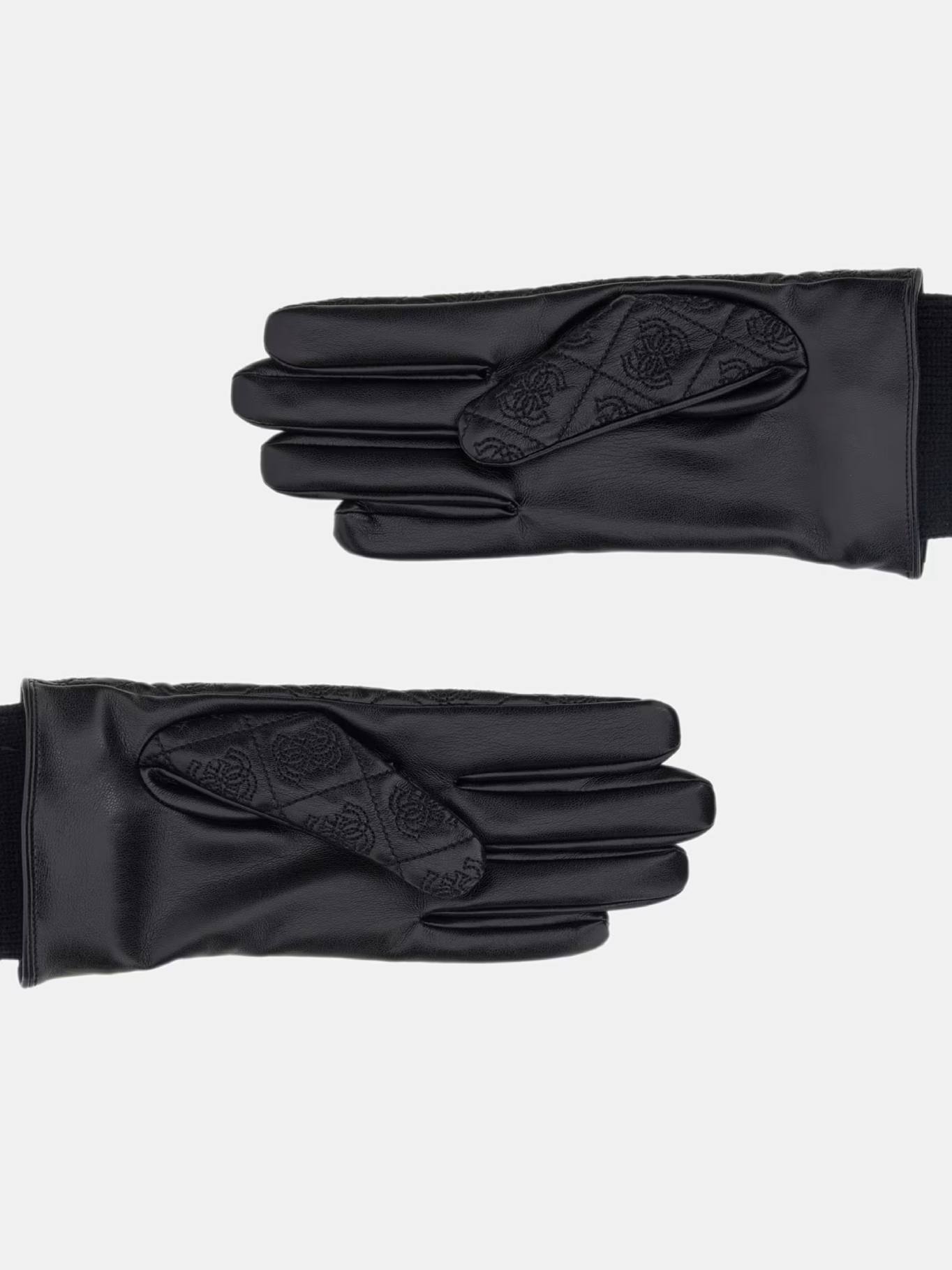 detail Guess dámské černé koženkové rukavice