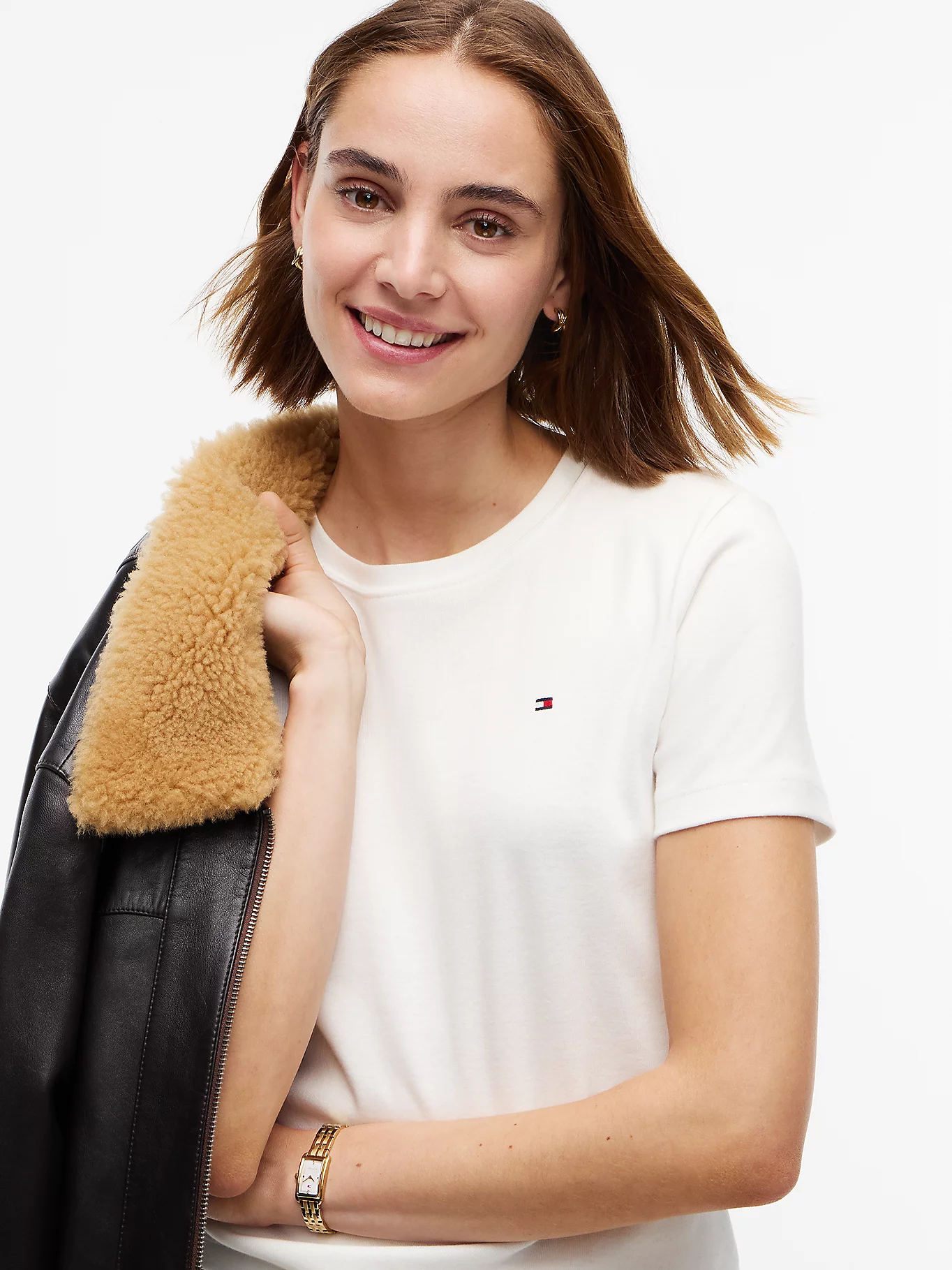 detail Tommy Hilfiger dámské bílé tričko