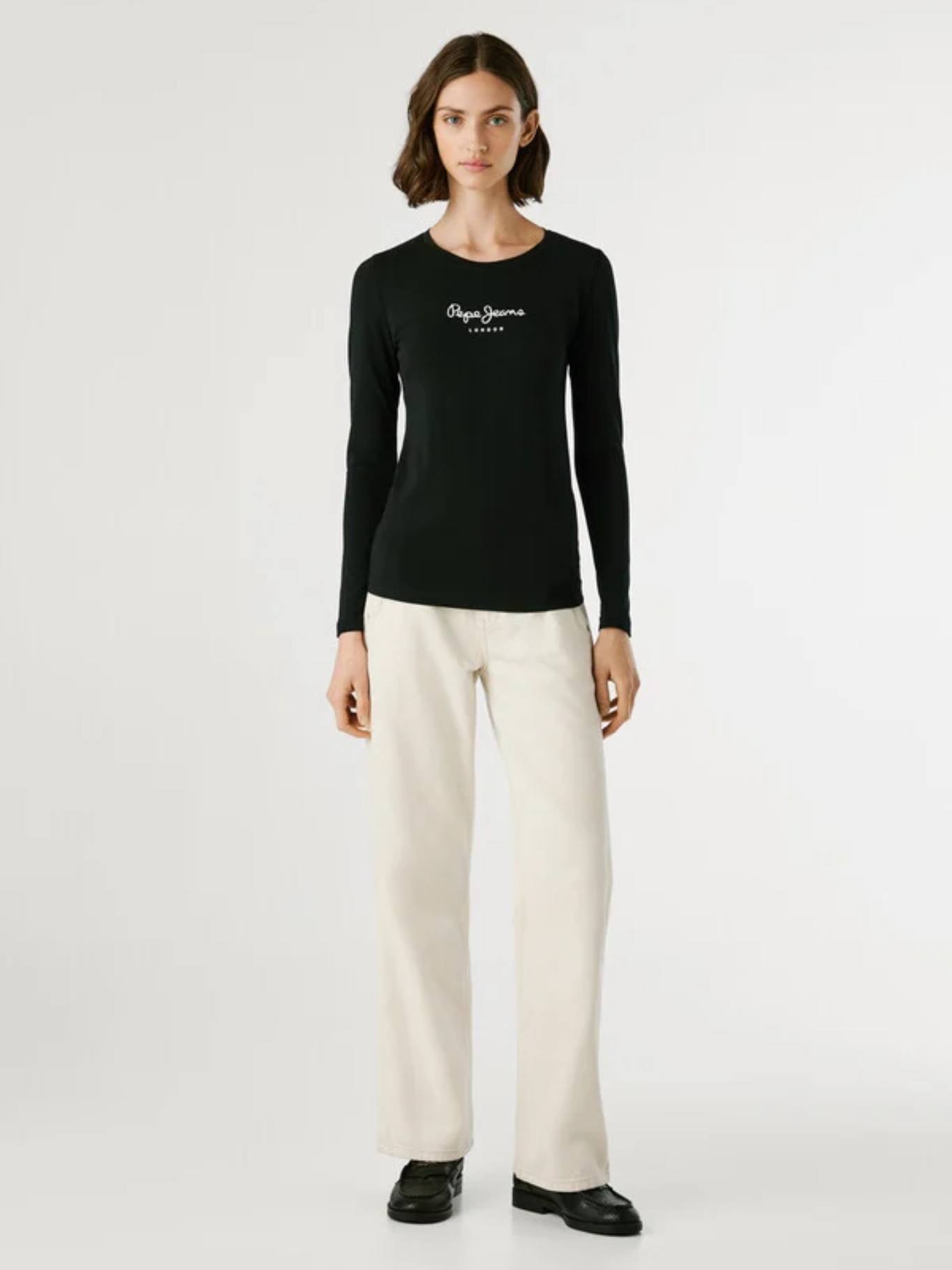 detail Pepe Jeans dámské černé tričko s dlouhým rukávem