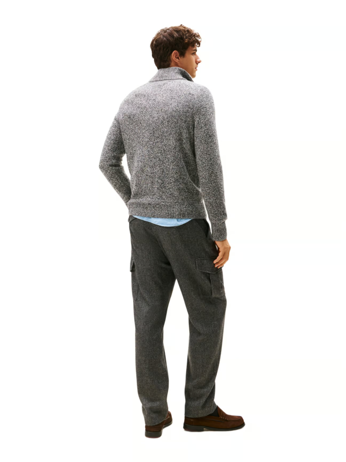 detail Tommy Hilfiger pánský šedý svetr