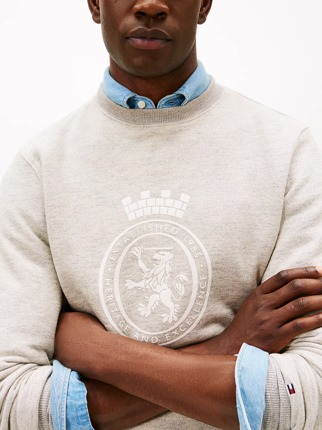 detail Tommy Hilfiger pánská šedá mikina