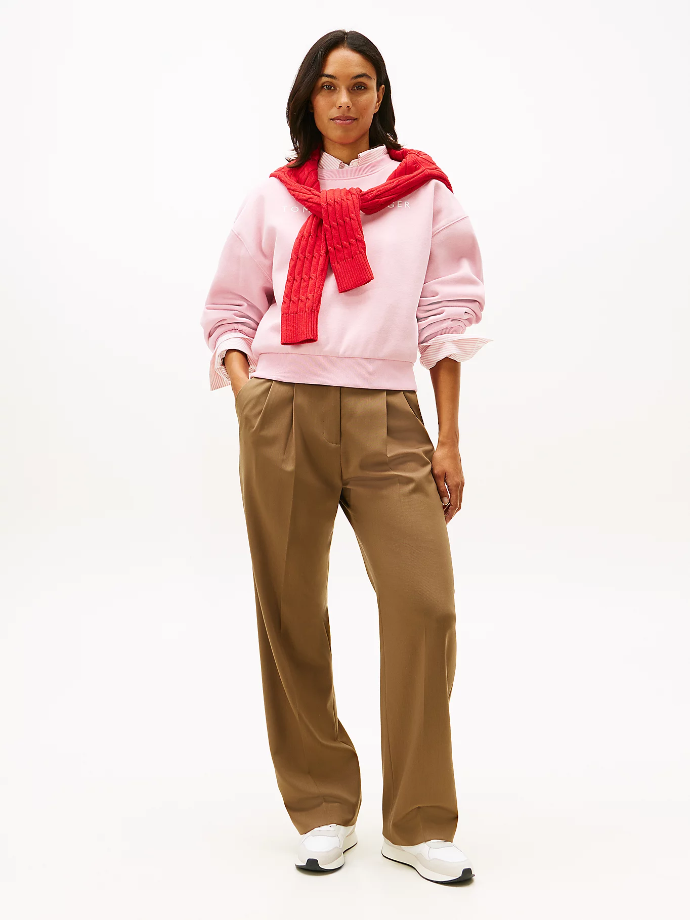 detail Tommy Hilfiger dámská růžová mikina