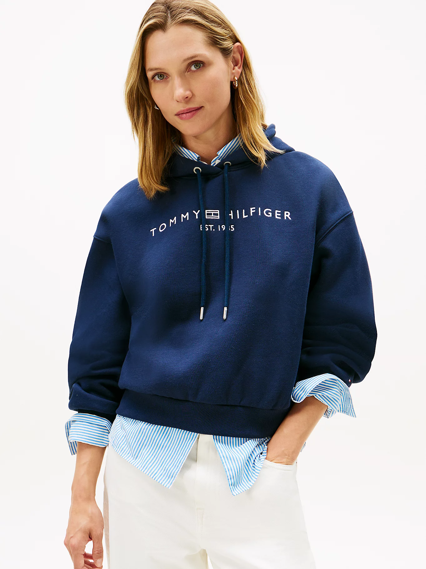 detail Tommy Hilfiger dámská modrá mikina