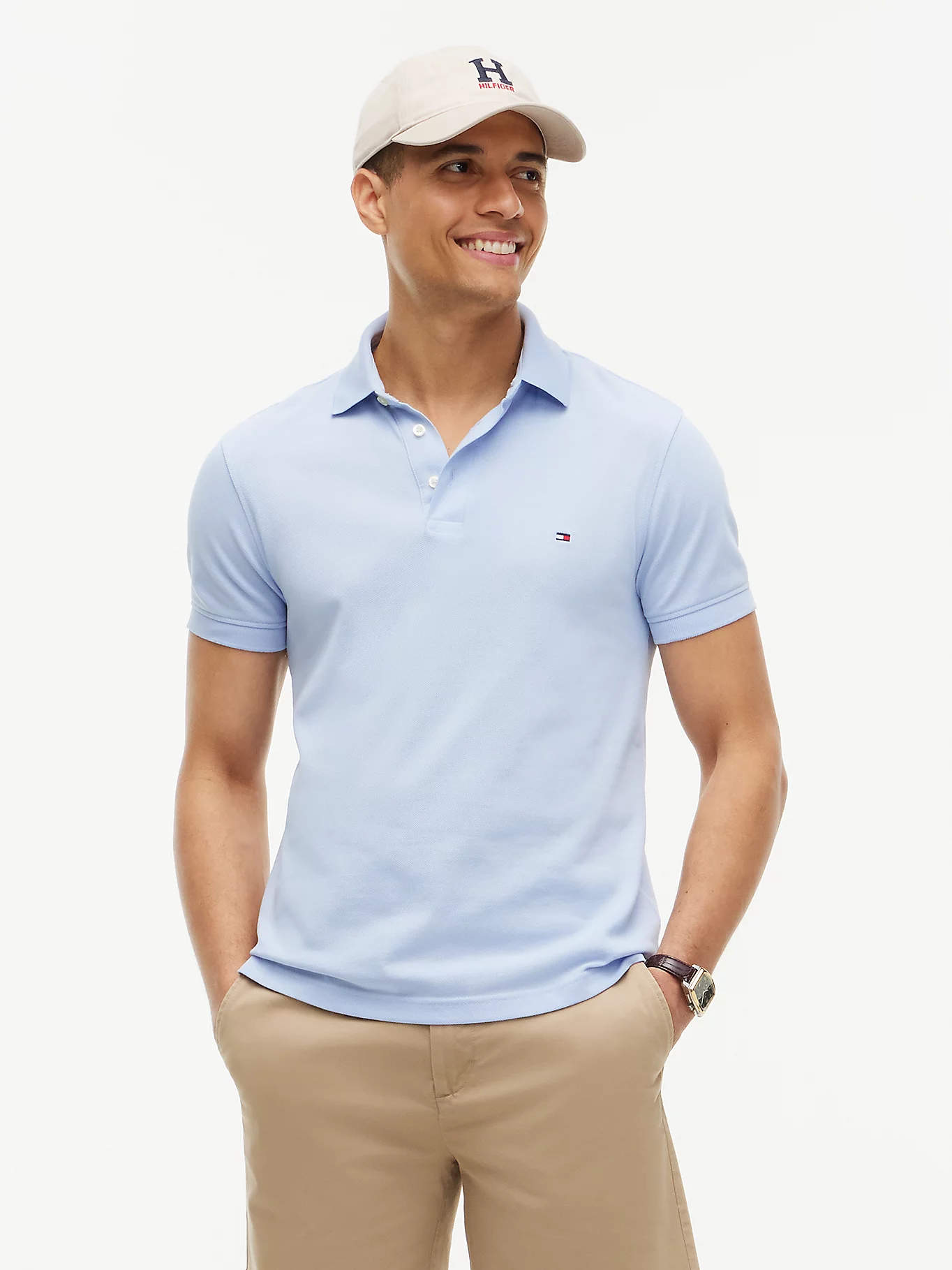 detail   Tommy Hilfiger pánské modré polo tričko