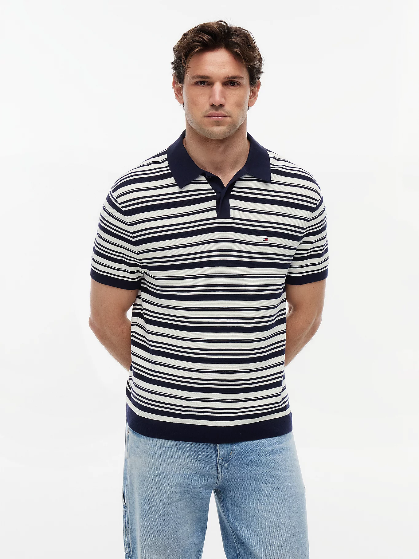 detail Tommy Hilfiger pánské pruhované polo tričko