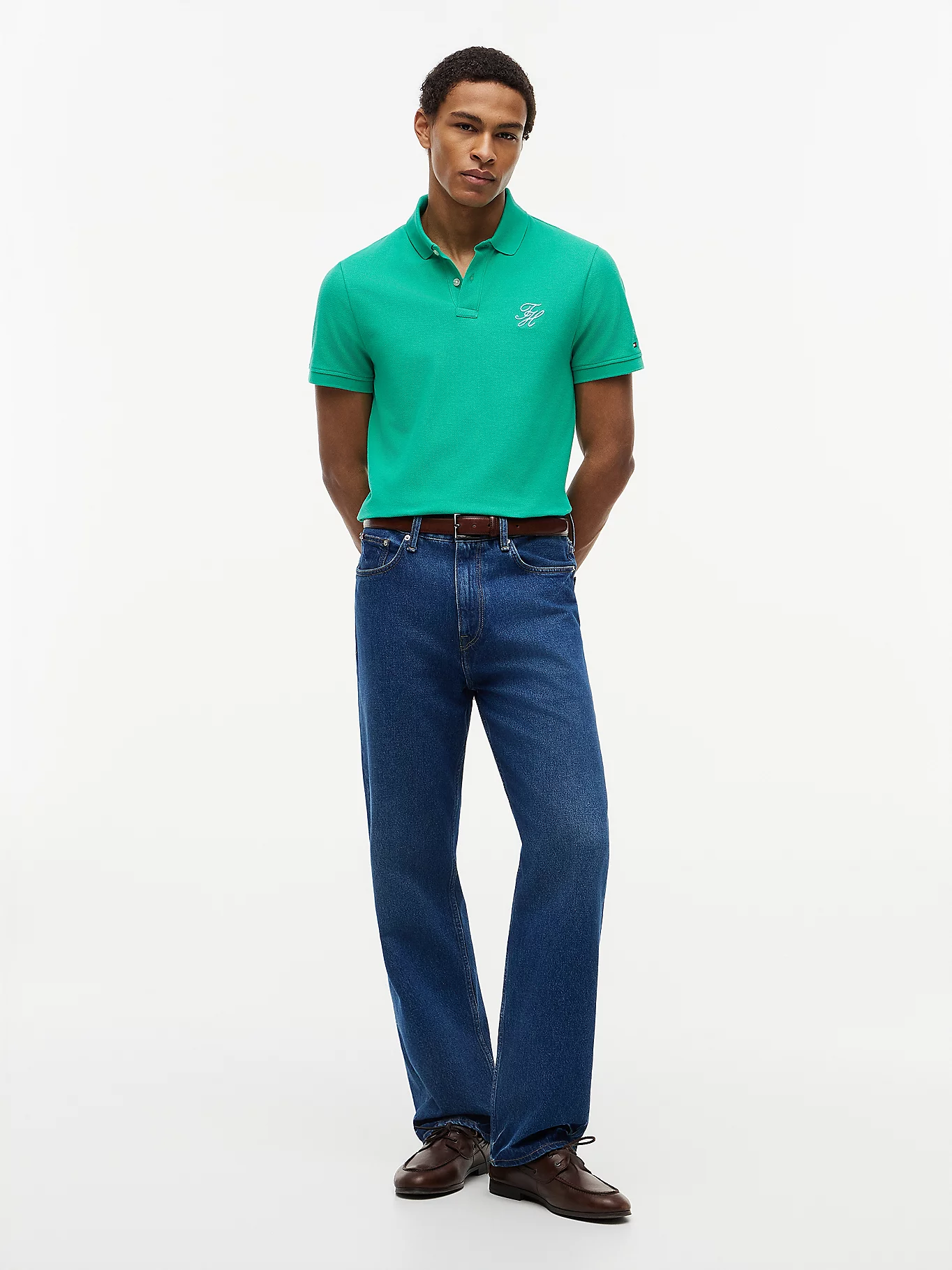 detail Tommy Hilfiger pánské zelené polo tričko