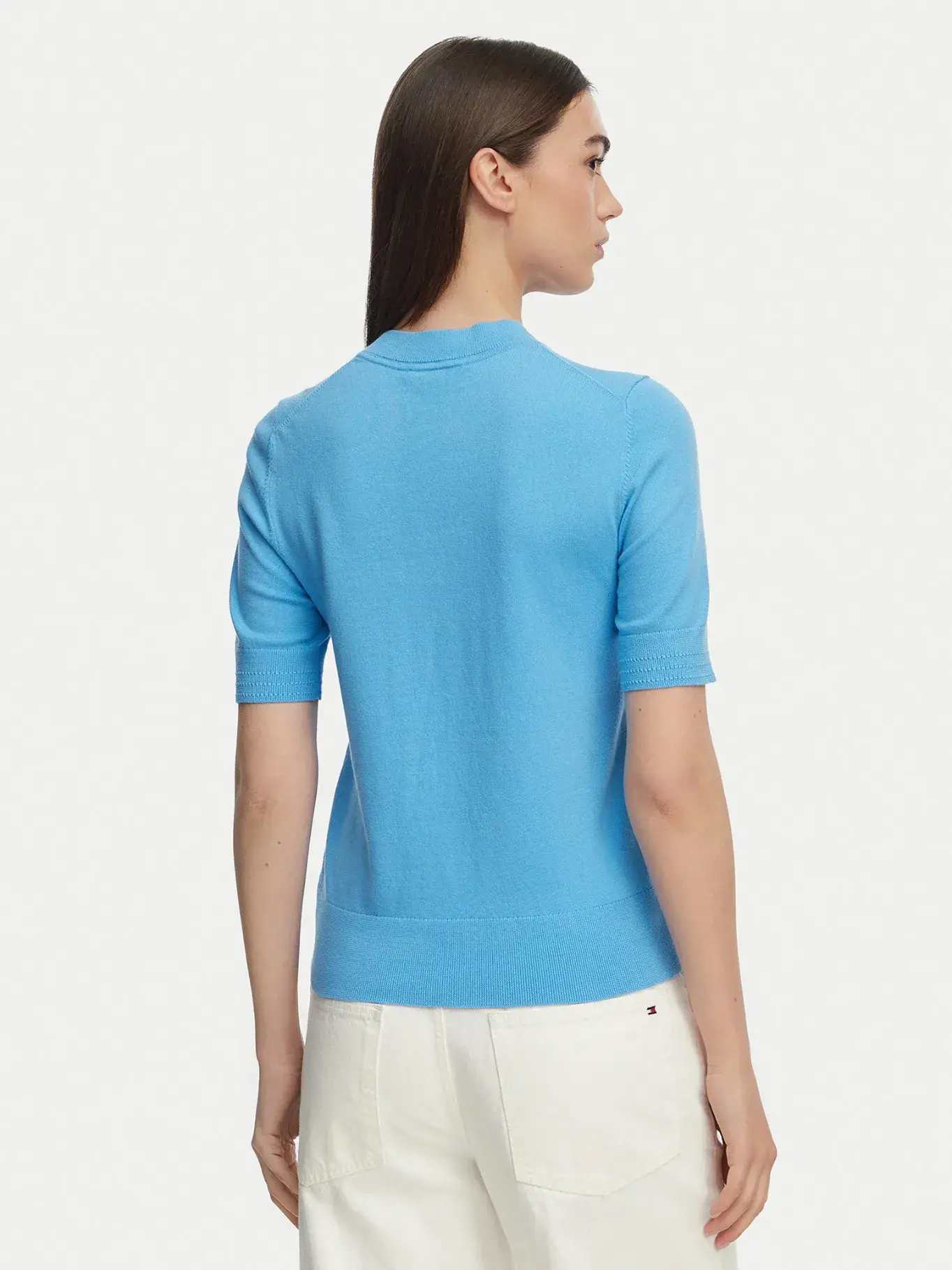 detail Tommy Hilfiger dámský modrý svetřík