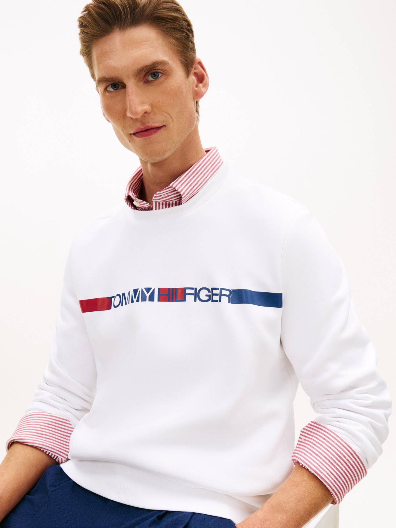 detail Tommy Hilfiger pánská bílá mikina