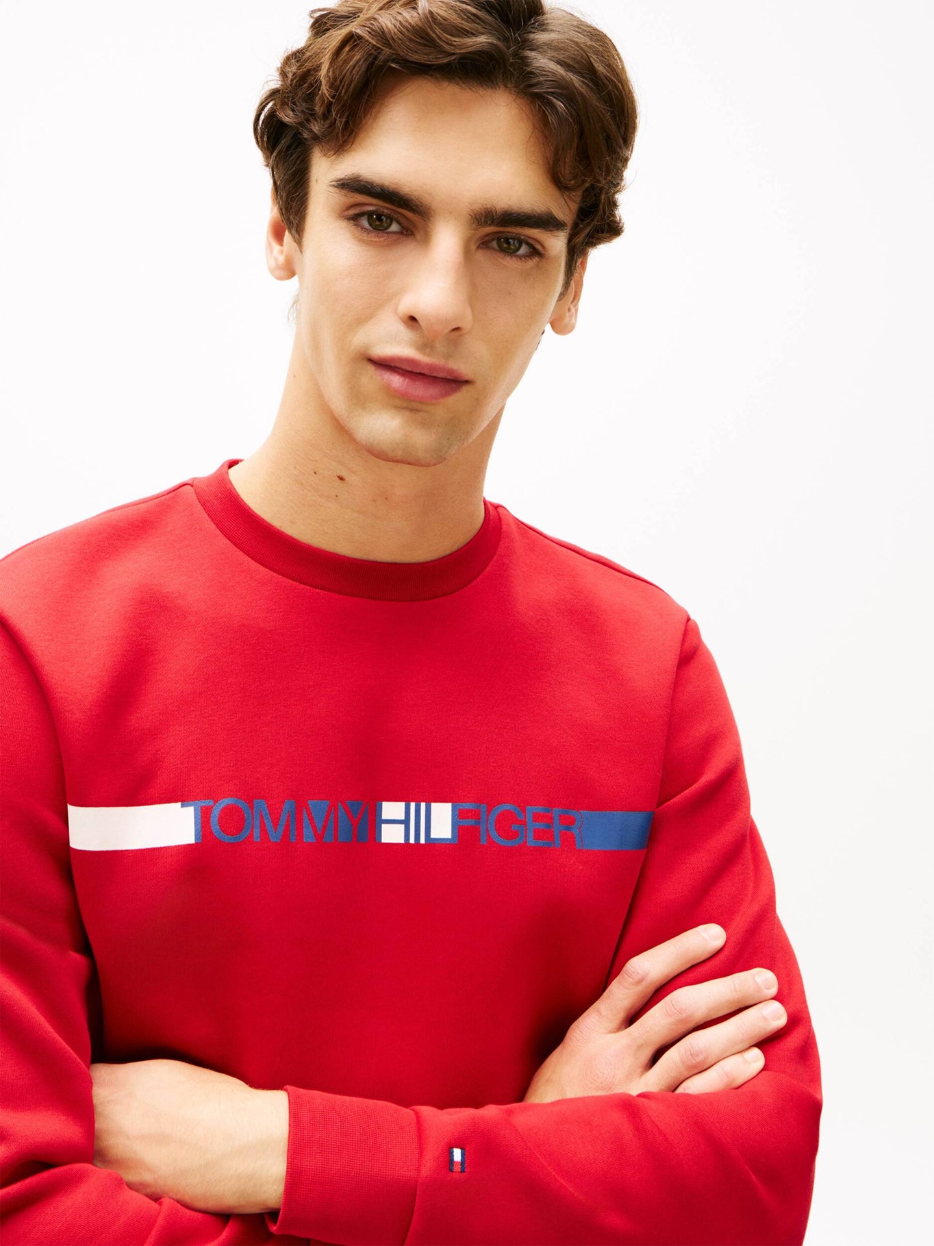 detail Tommy Hilfiger pánská červená mikina