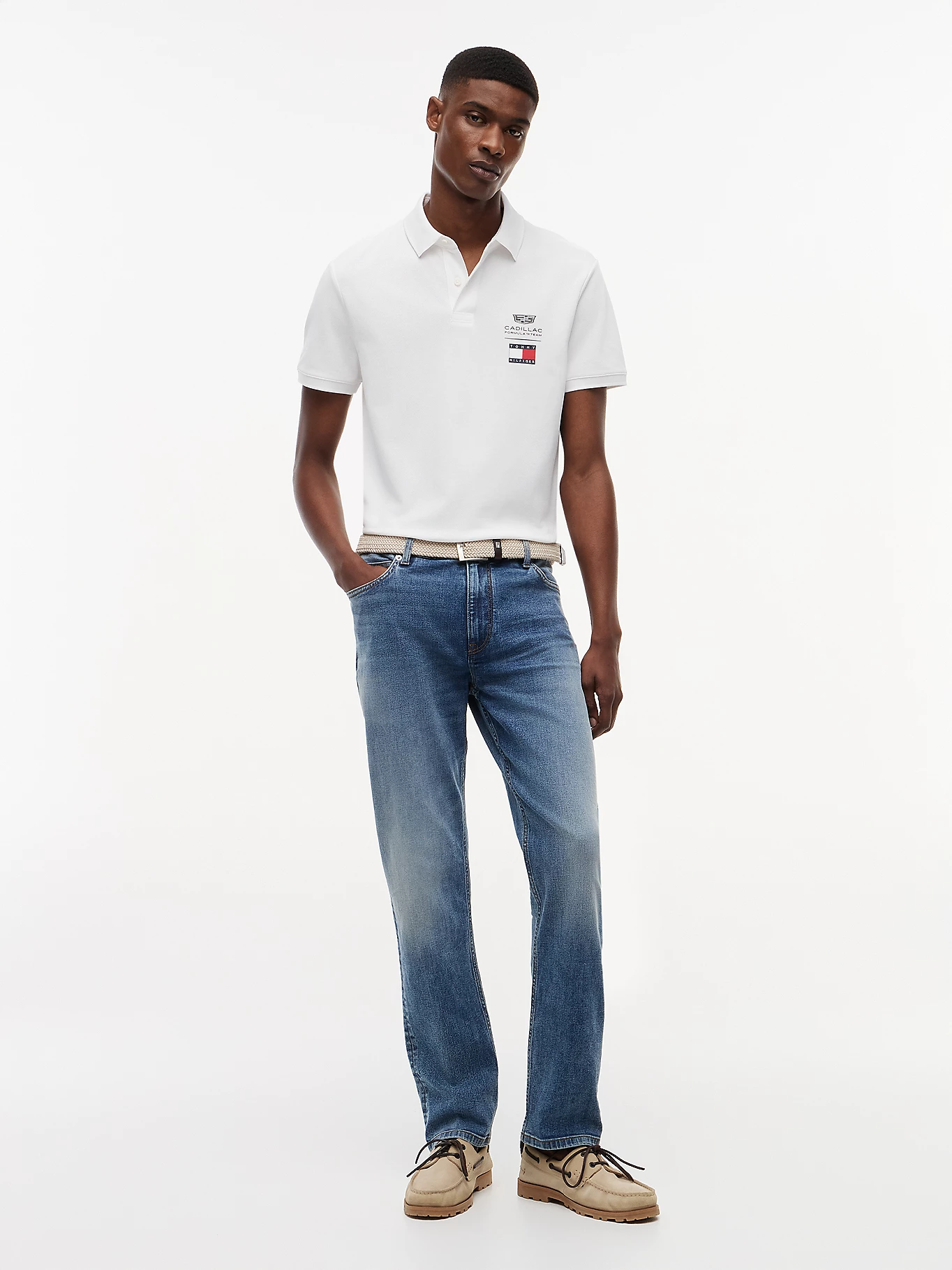 detail Tommy Hilfiger pánské bílé polo tričko