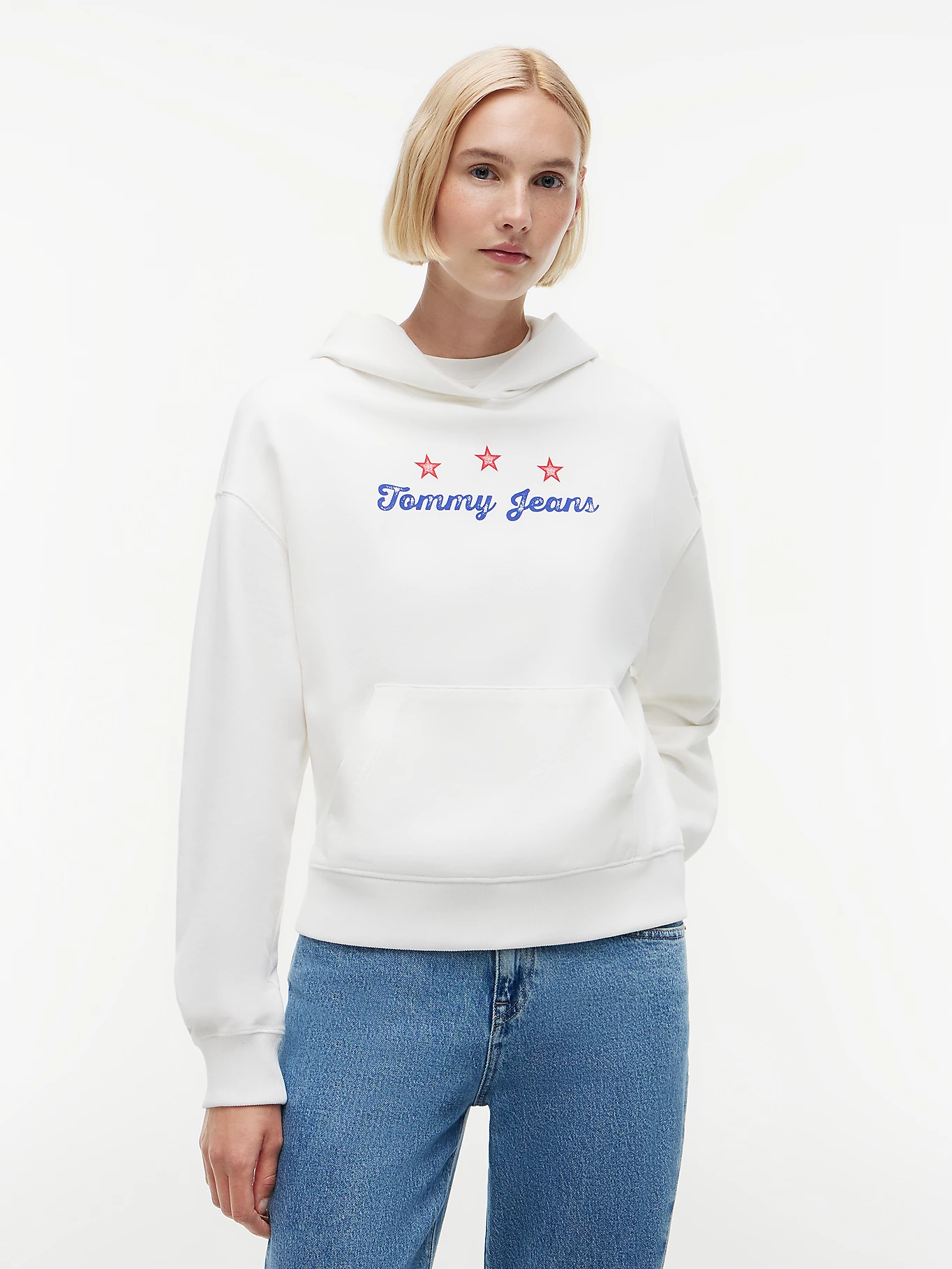 detail Tommy Jeans dámská bílá mikina