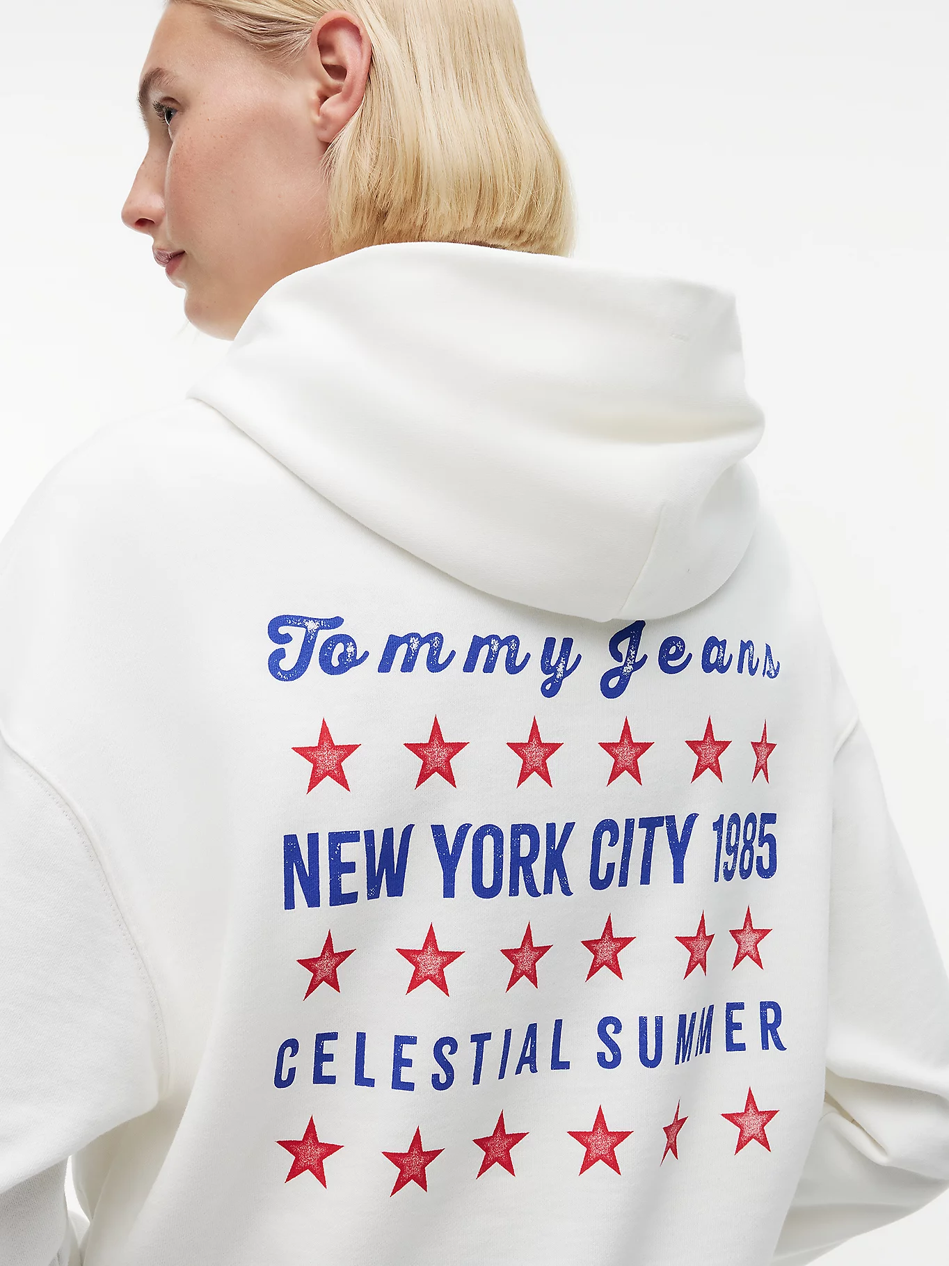 detail Tommy Jeans dámská bílá mikina