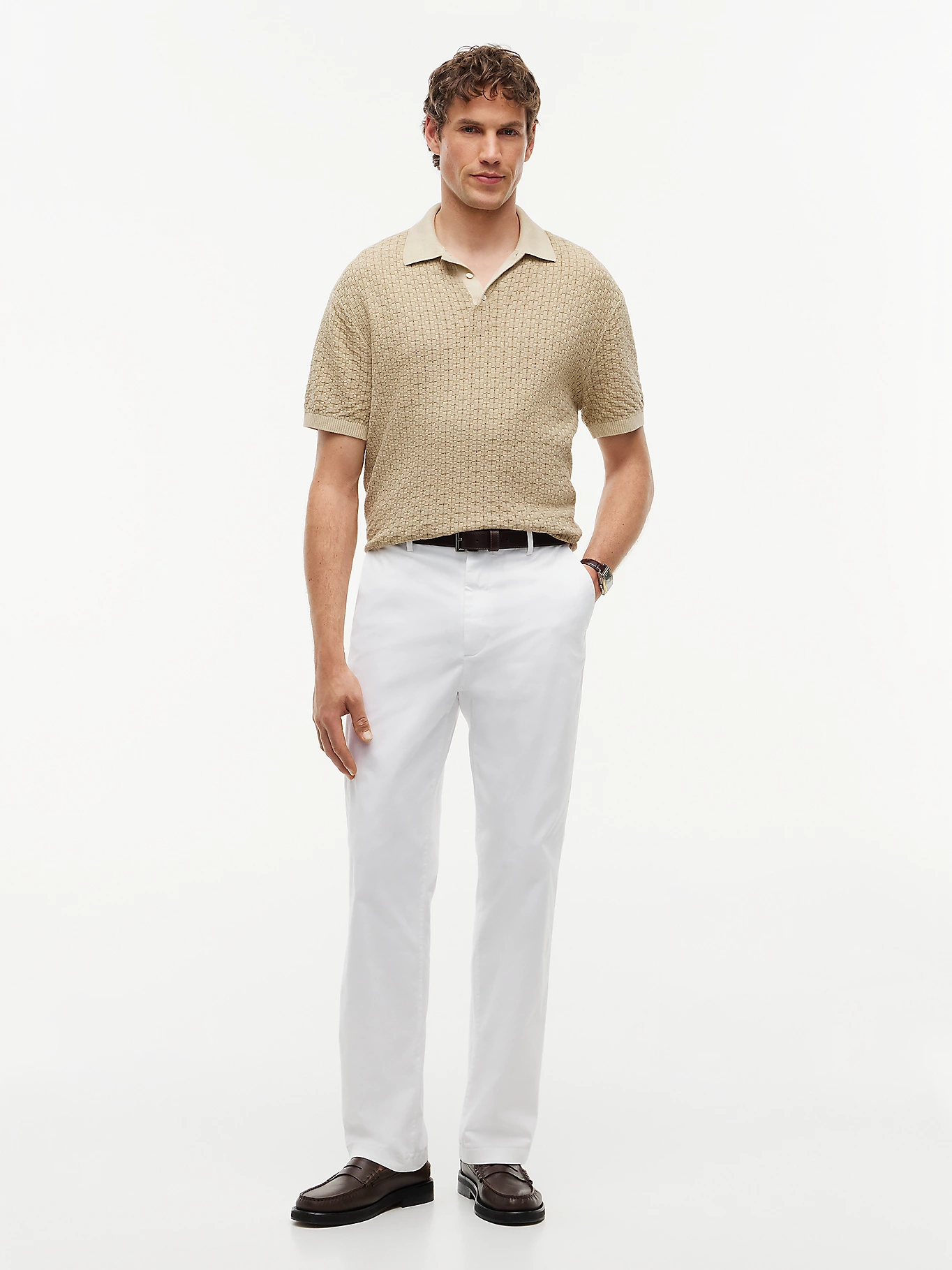 detail Tommy Hilfiger pánské béžové polo tričko