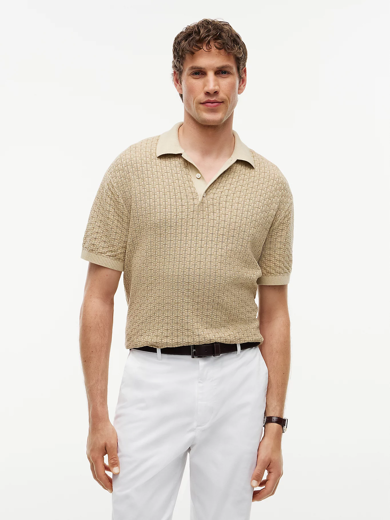 detail Tommy Hilfiger pánské béžové polo tričko