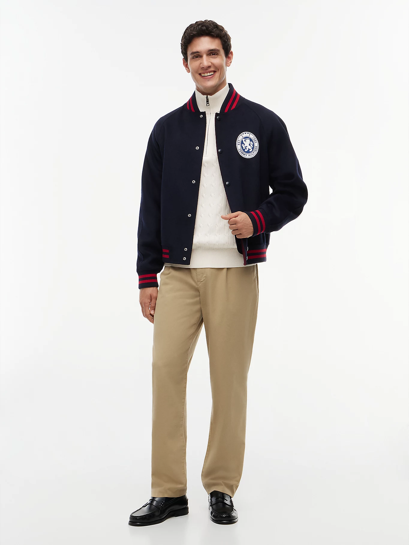 detail Tommy Hilfiger pánský krémový svetr