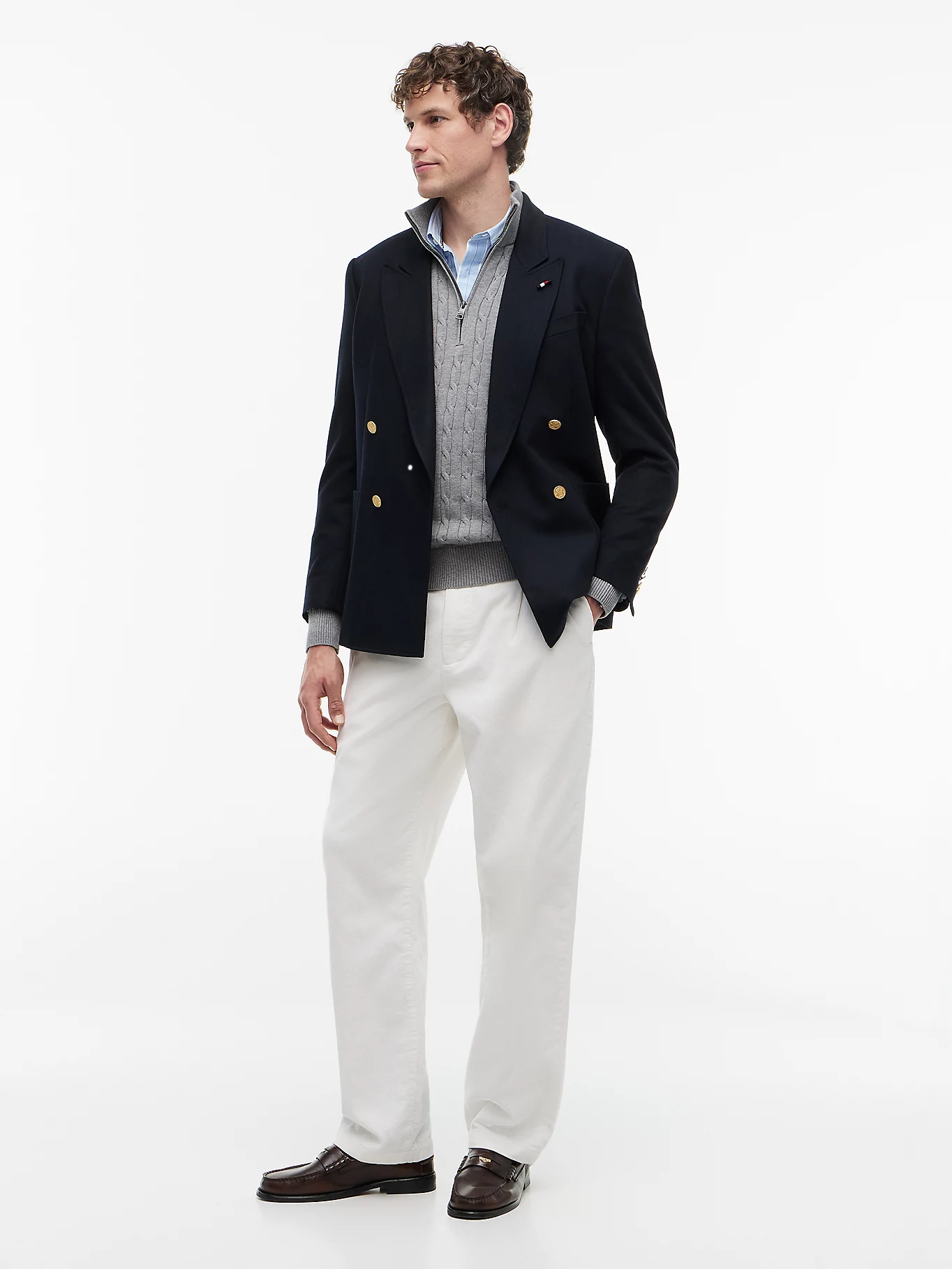 detail Tommy Hilfiger pánský šedý svetr