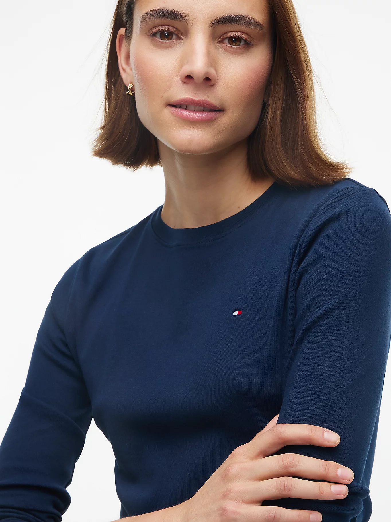 detail Tommy Hilfiger dámské tmavě modré tričko