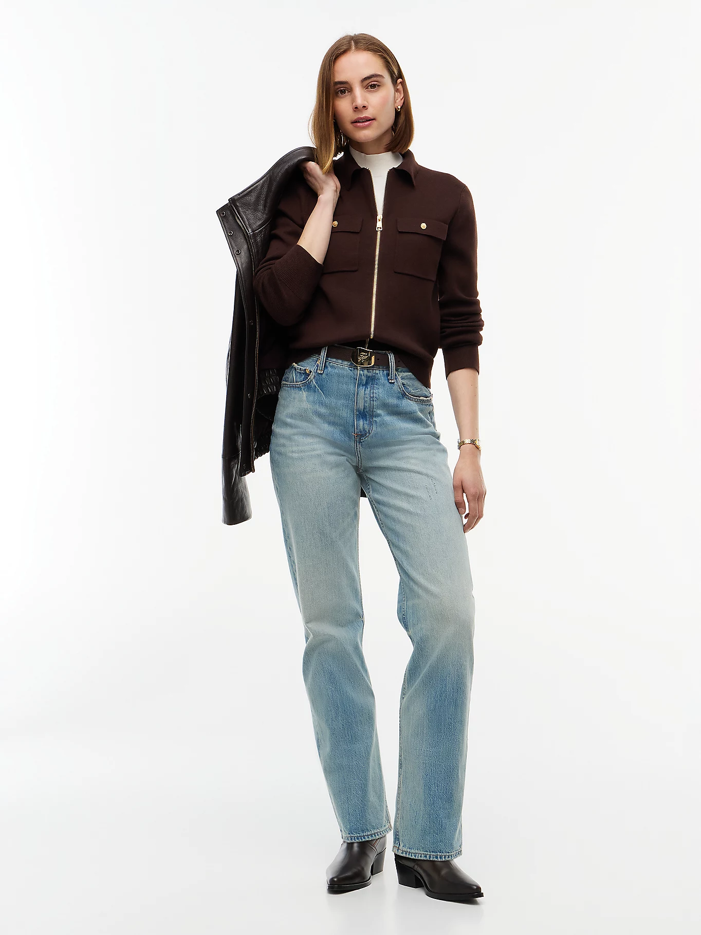 detail Tommy Hilfiger dámský tmavě hnědý svetr