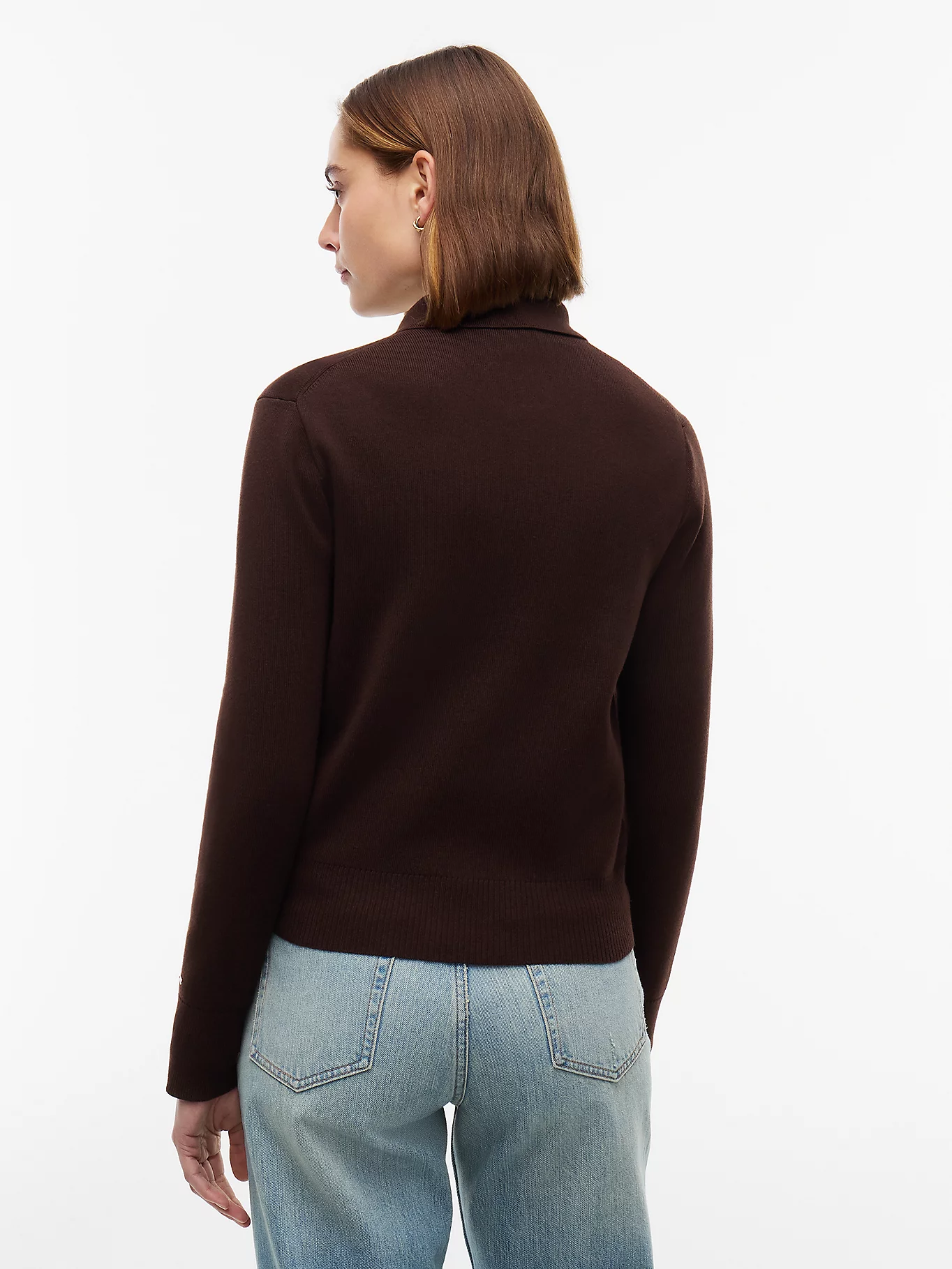 detail Tommy Hilfiger dámský tmavě hnědý svetr