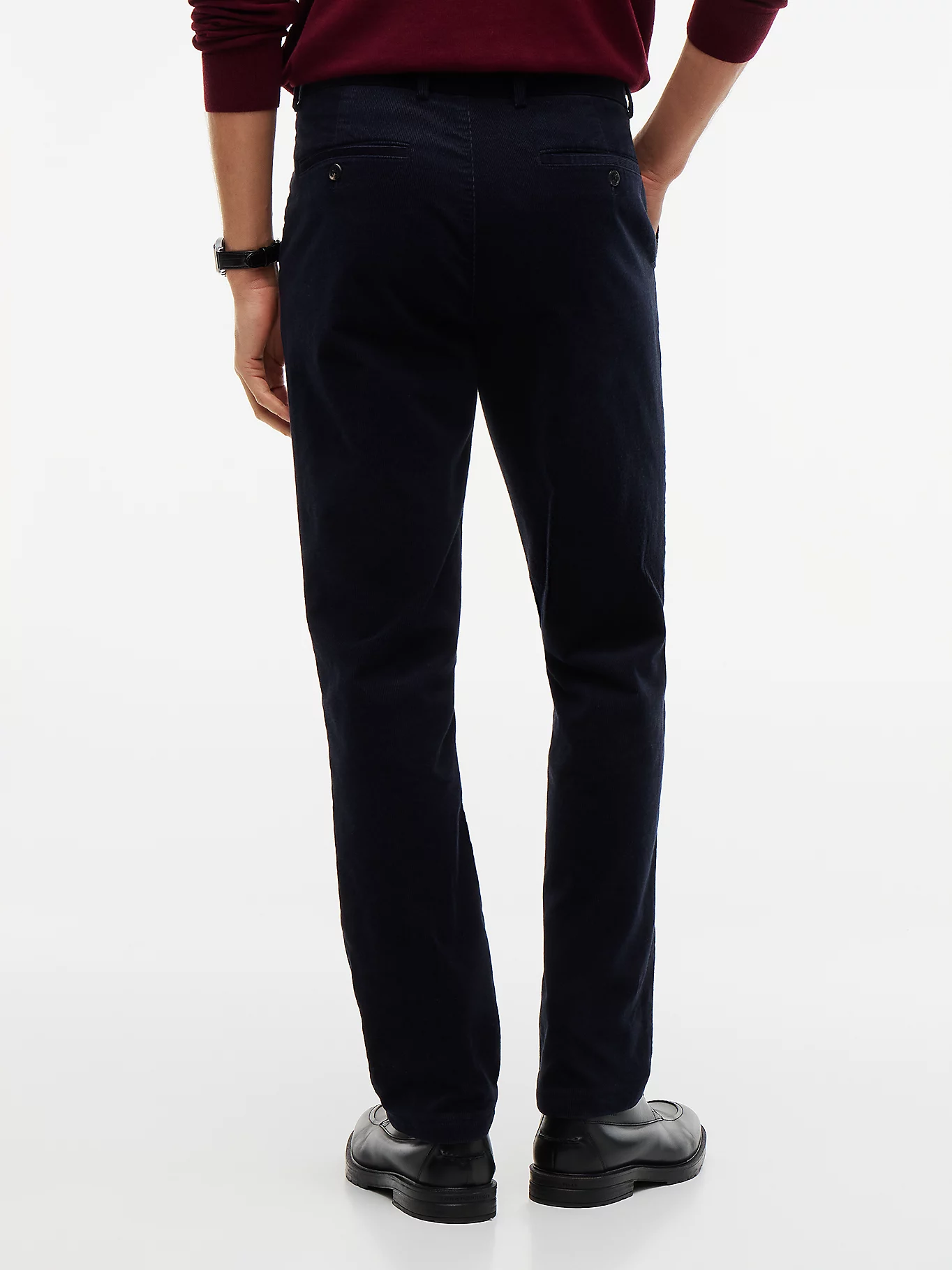 detail Tommy Hilfiger pánské tmavě modré manšestrové kalhoty
