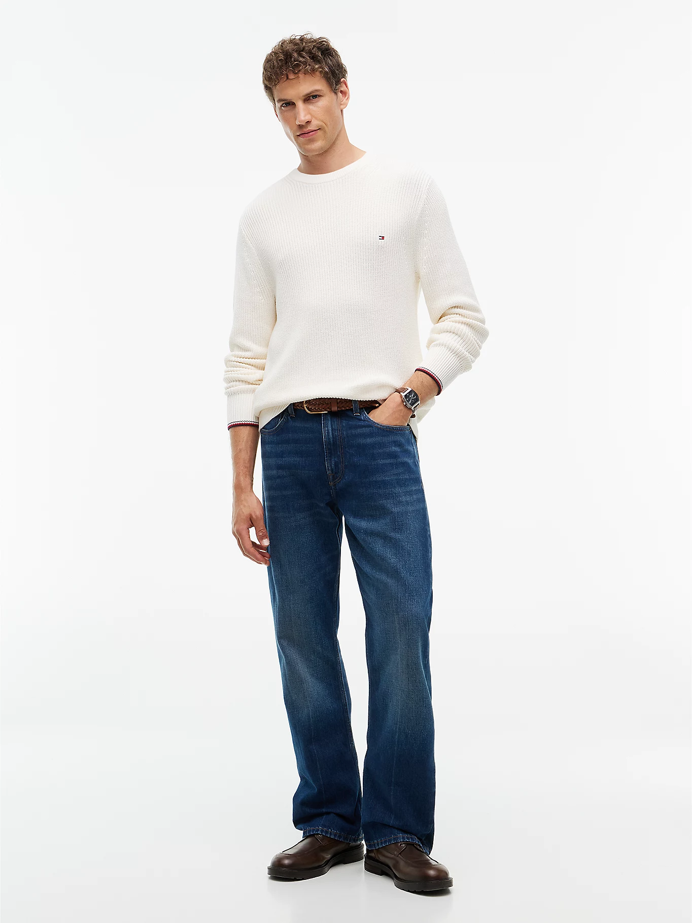 detail Tommy Hilfiger pánský krémový svetr