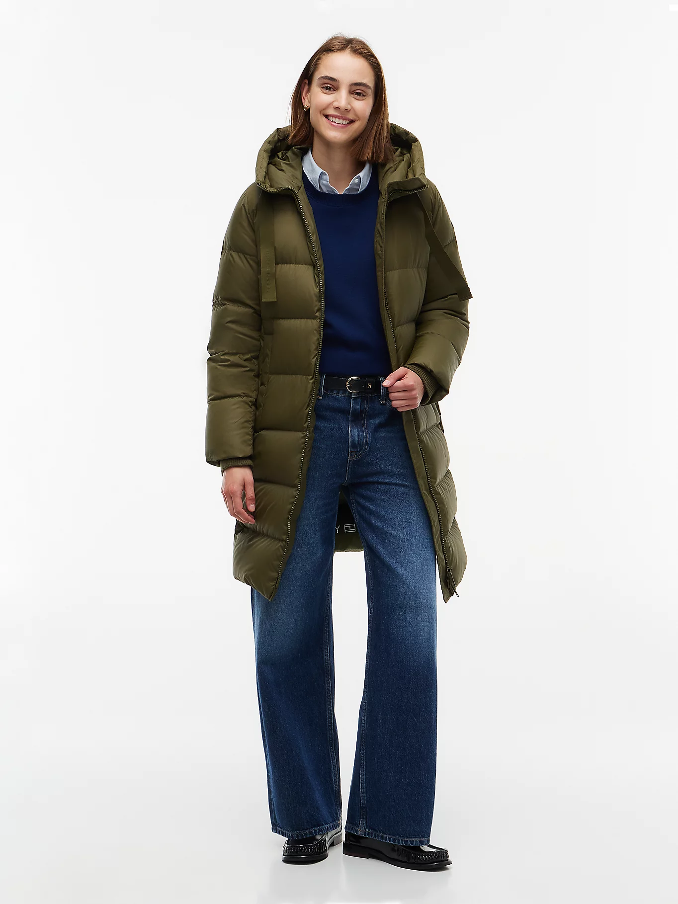 detail Tommy Hilfiger dámský zelený kabát