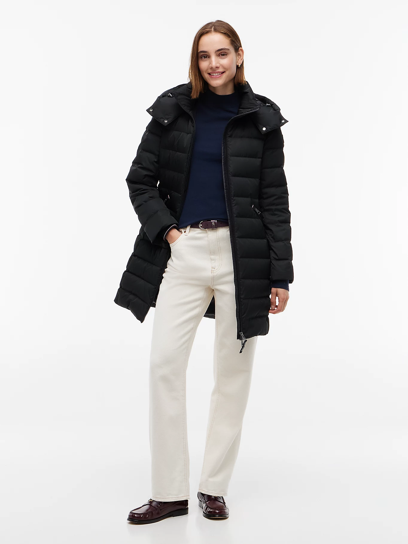 detail Tommy Hilfiger dámská černá péřová bunda