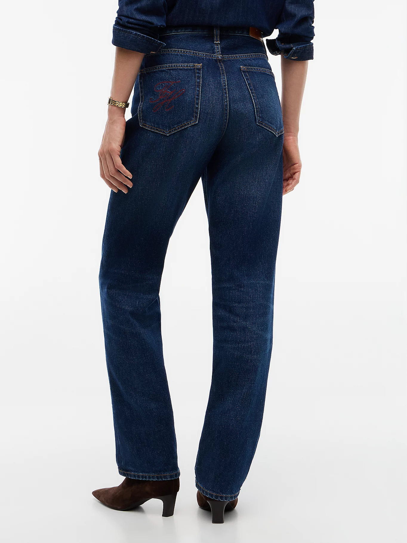detail Tommy Hilfiger dámské tmavě modré džíny