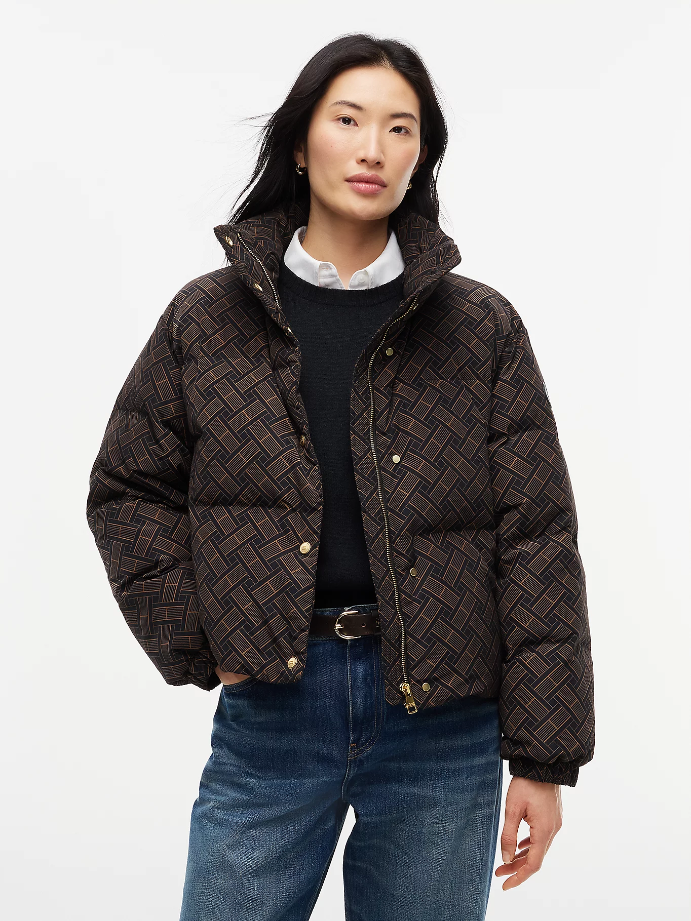 detail Tommy Hilfiger dámská vzorovaná péřová bunda