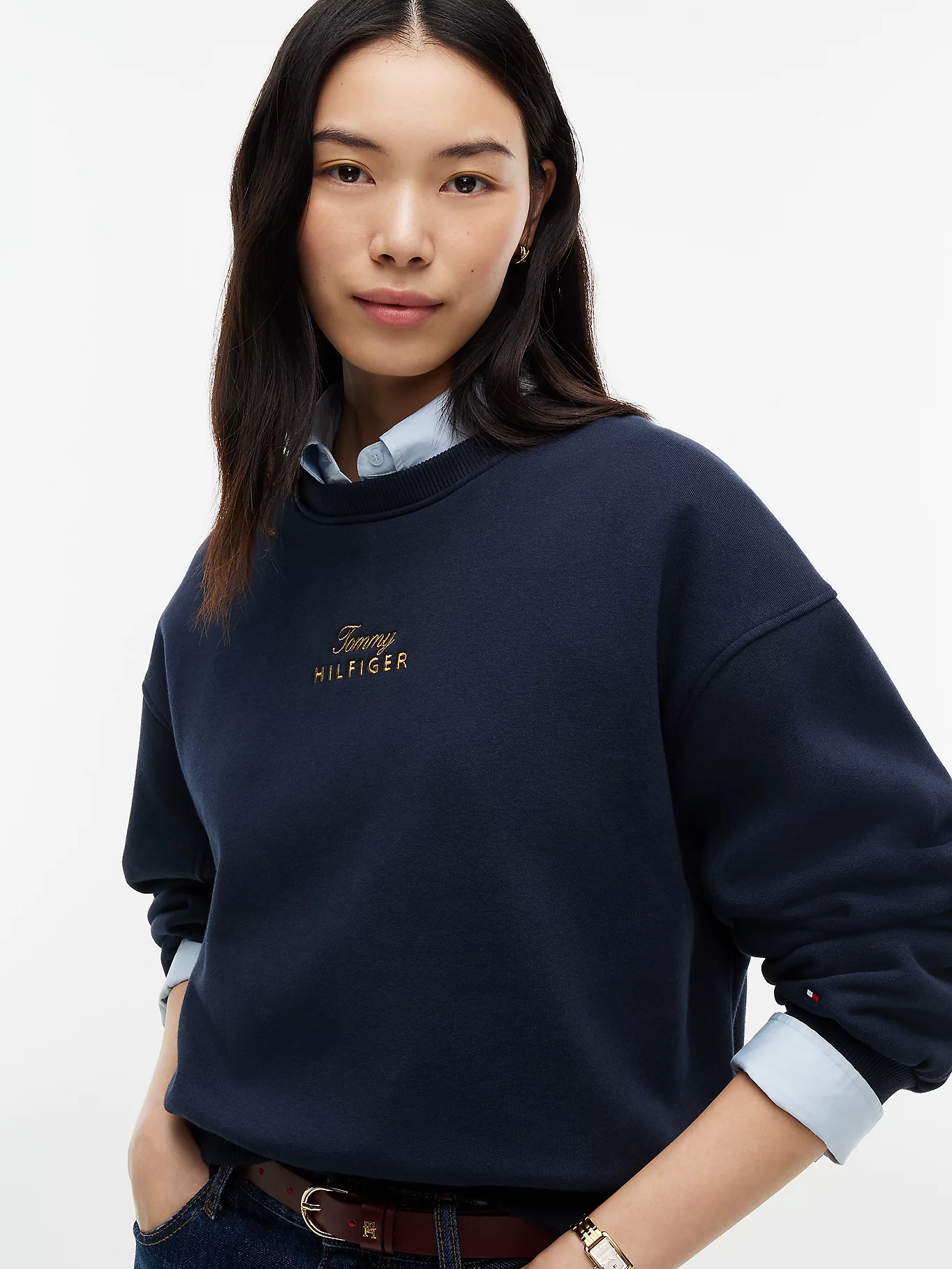detail Tommy Hilfiger dámská tmavě modrá mikina