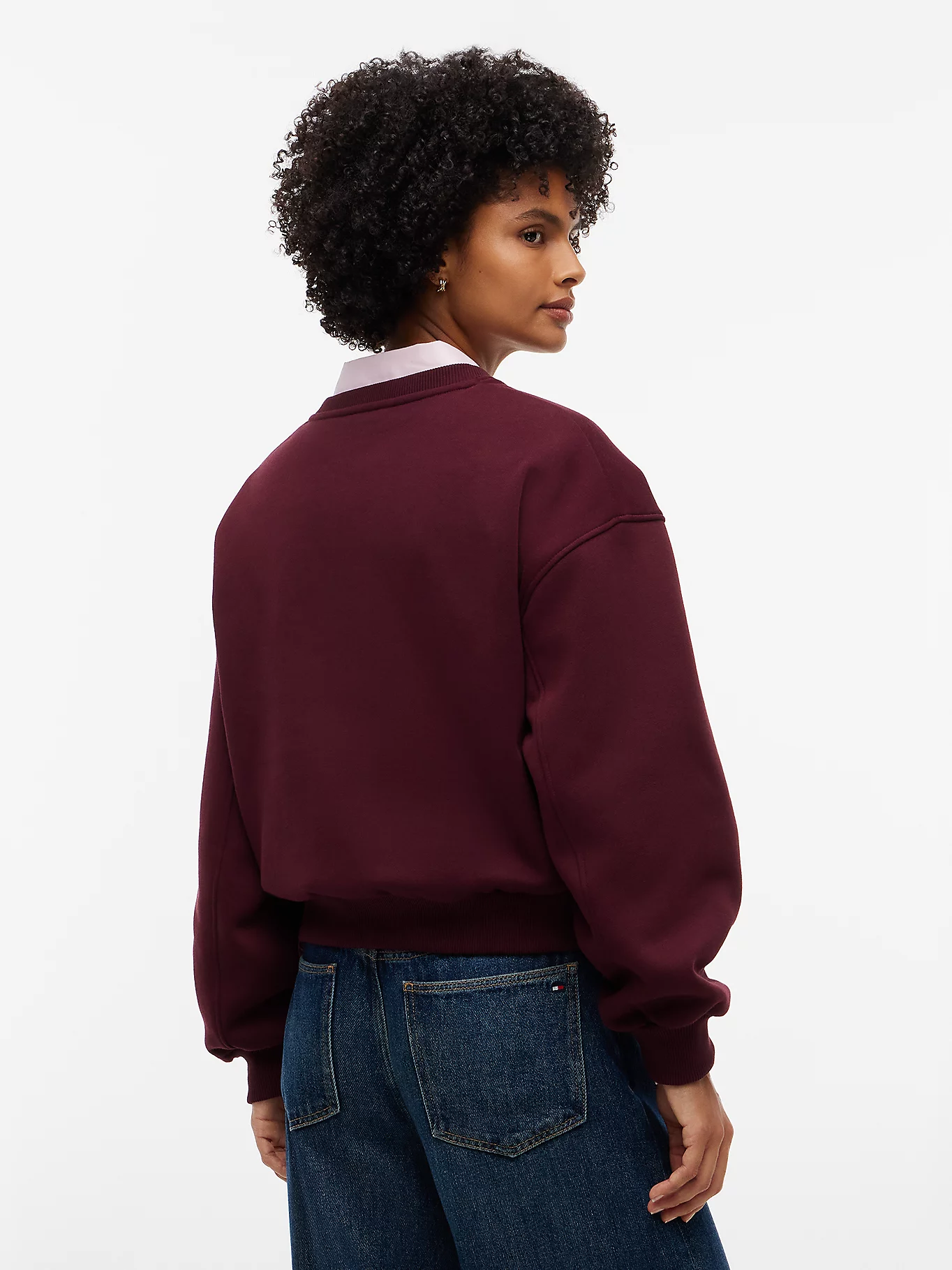 detail Tommy Hilfiger dámská vínová mikina