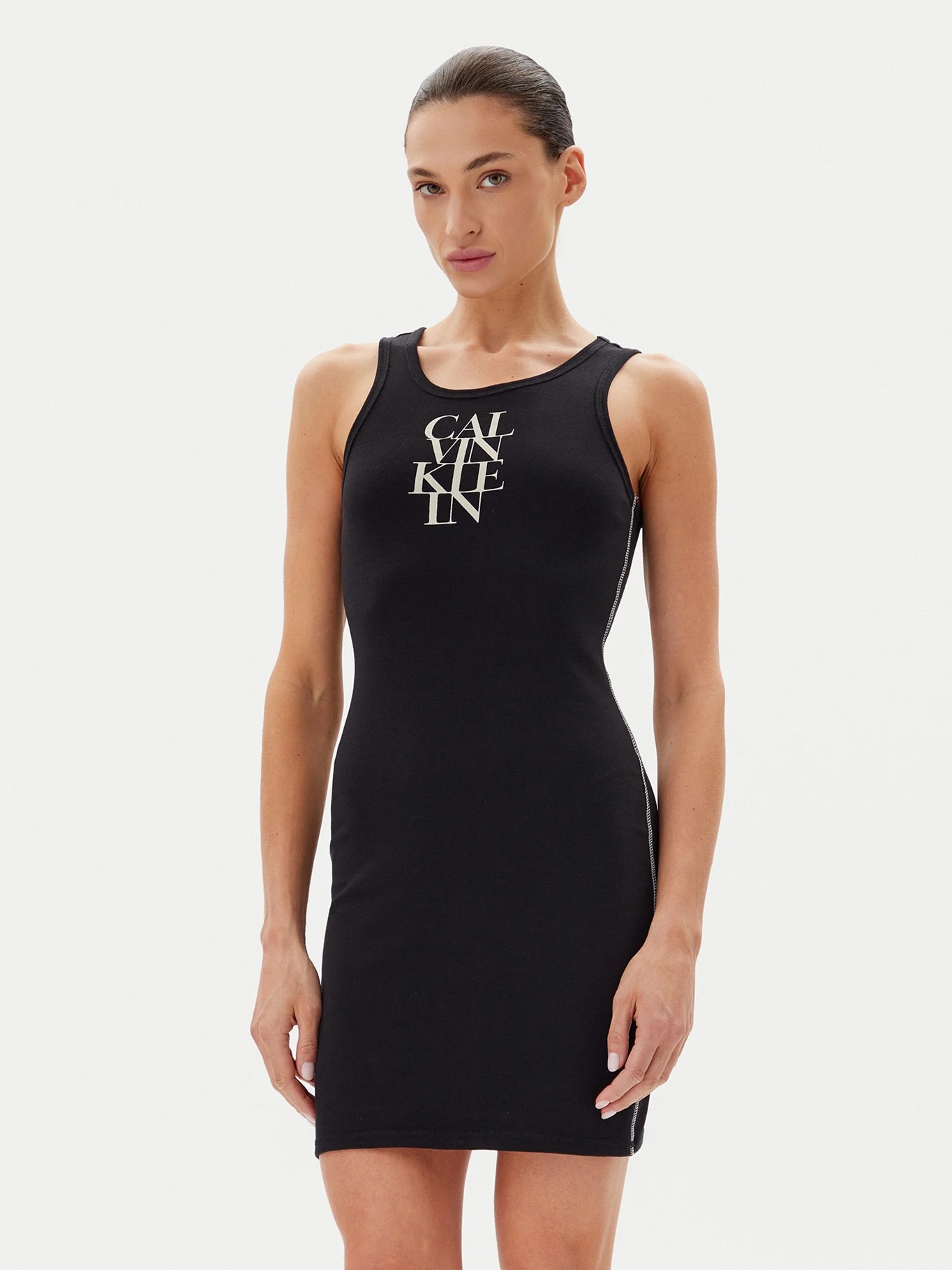 detail Calvin Klein dámské černé šaty