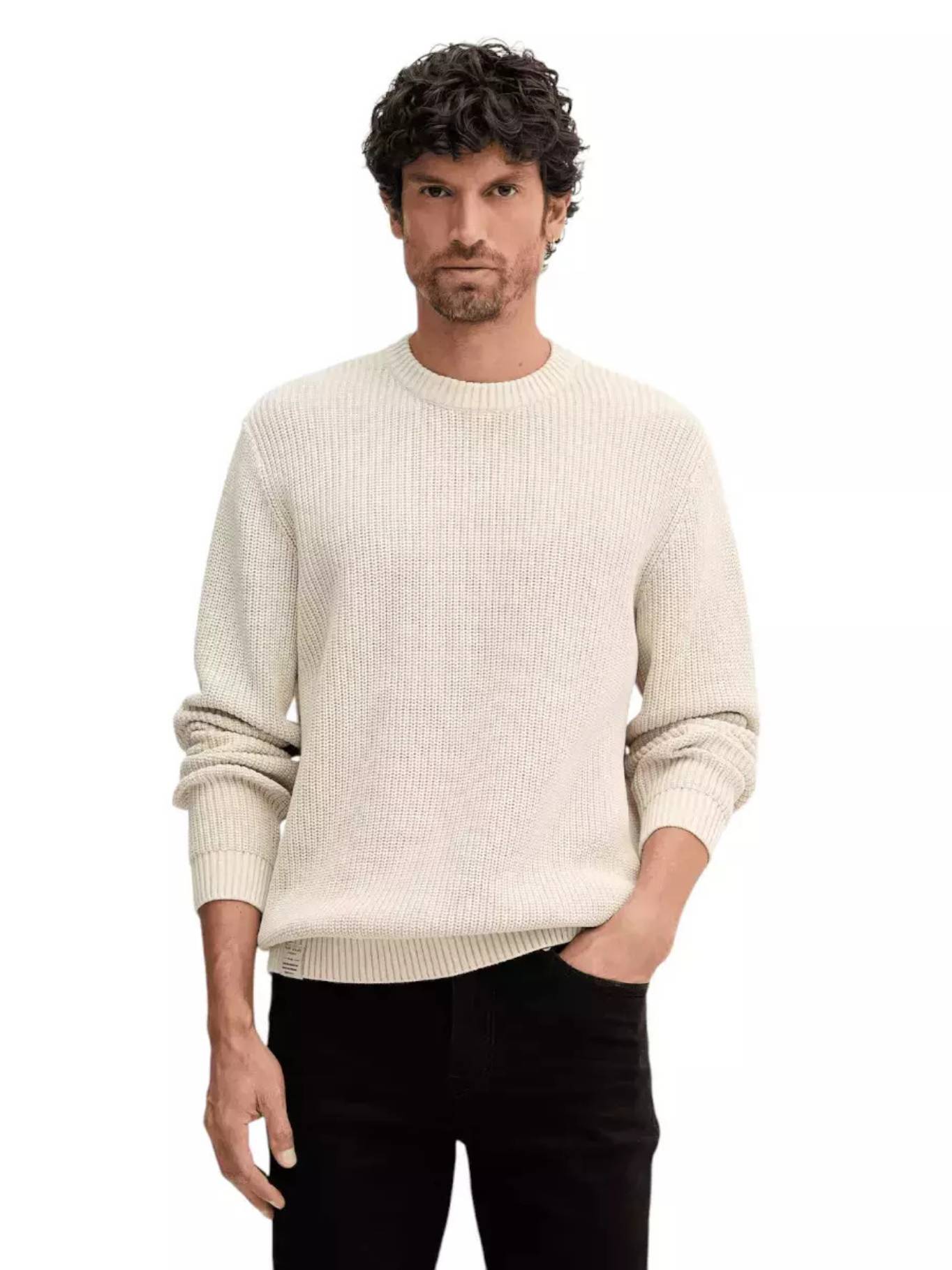 detail Pepe Jeans pánský béžový svetr