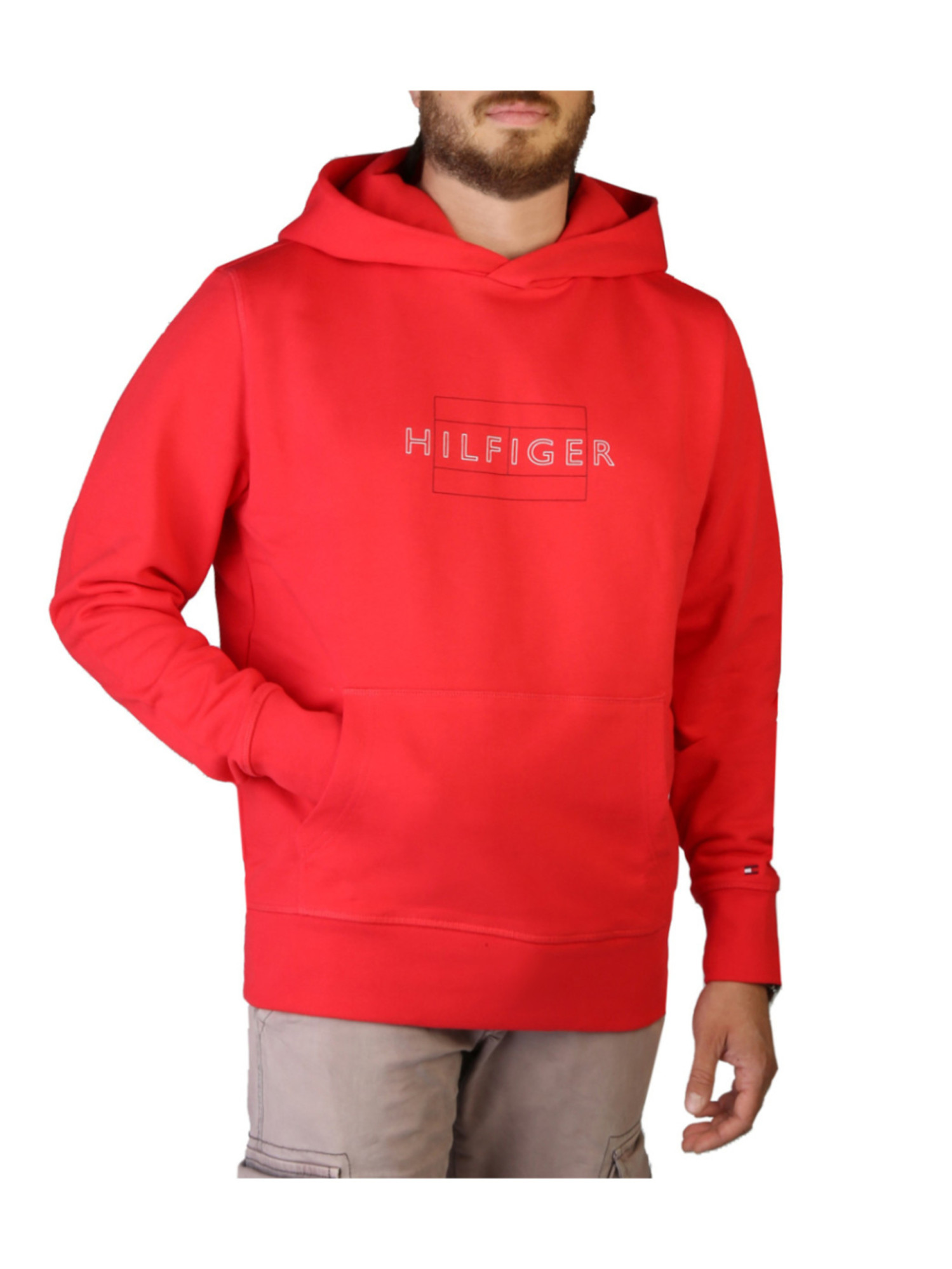 detail Tommy Hilfiger pánská červená mikina Linear
