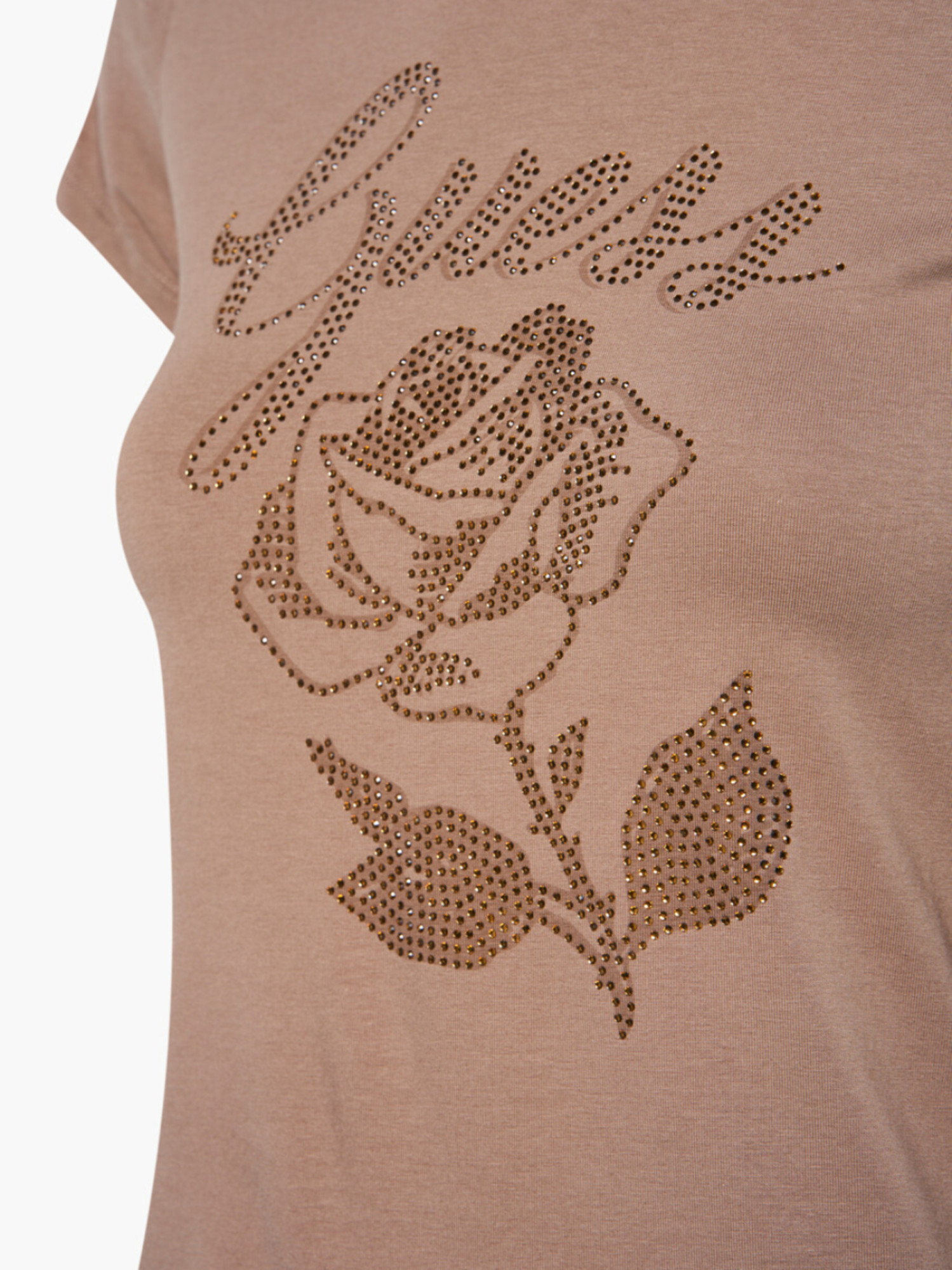 detail Guess dámské hnědé tričko