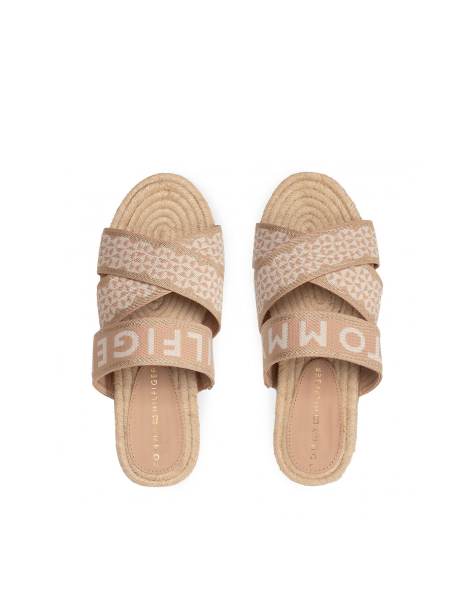 detail Tommy Hilfiger dámské krémové pantofle