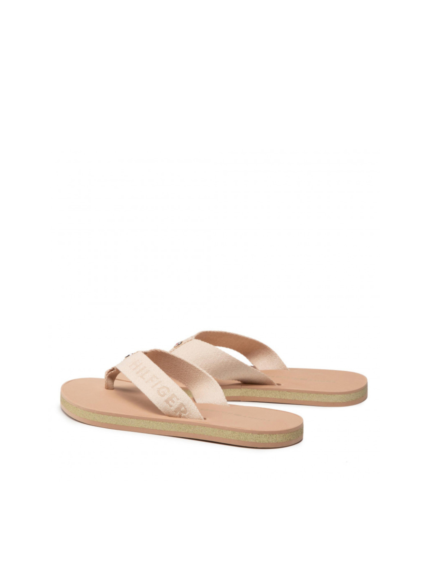 detail Tommy Hilfiger dámské béžové žabky