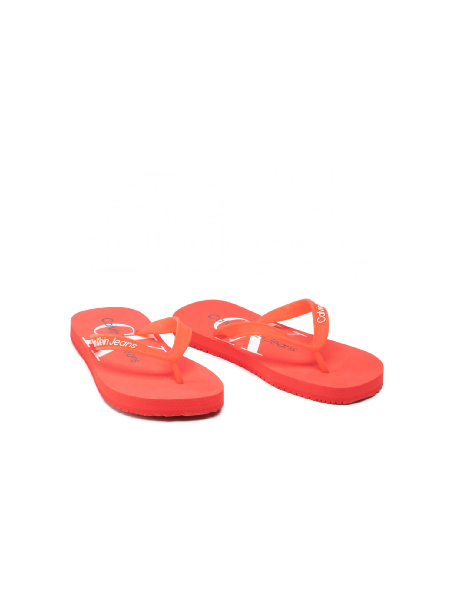 detail Calvin Klein dámské červené žabky