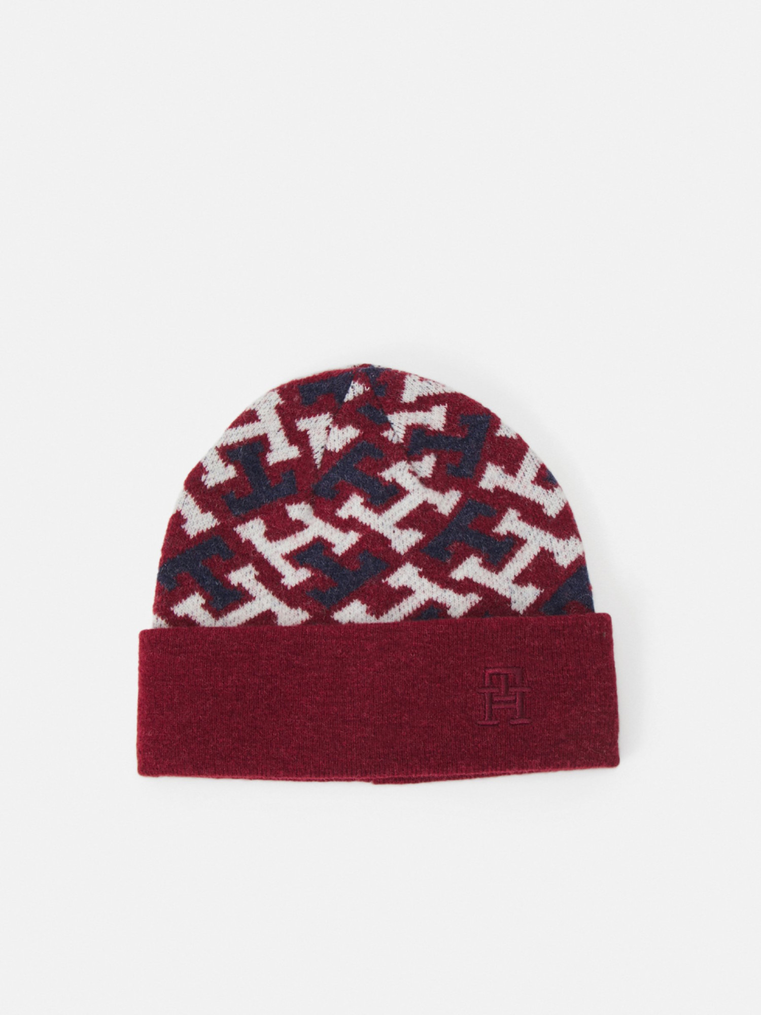 detail Tommy Hilfiger dámská vínová čepice