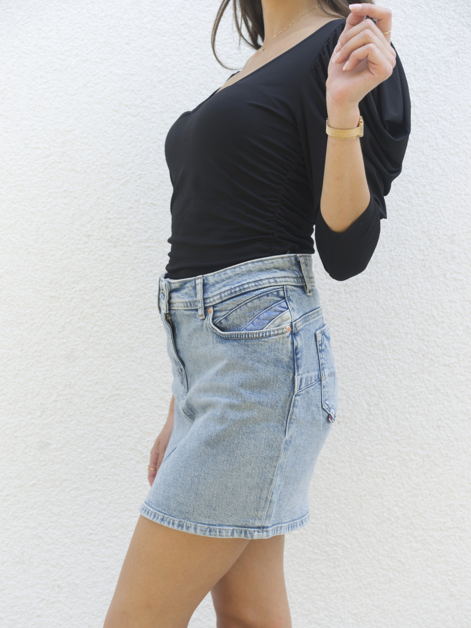 detail Salsa Jeans dámská modrá džínová sukně