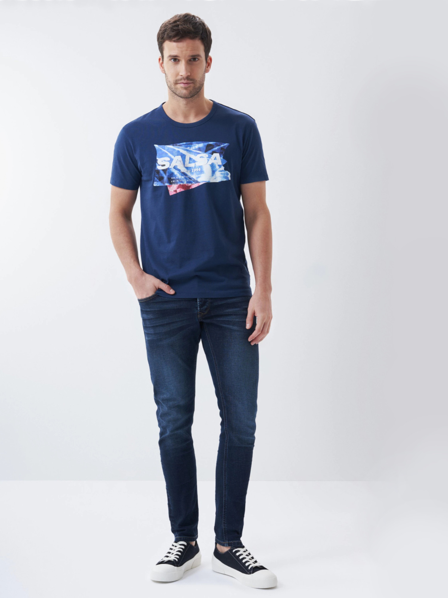 detail Salsa Jeans pánské tmavě modré tričko