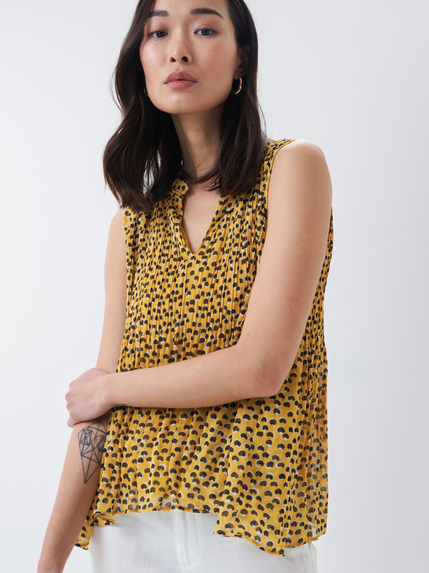 detail Salsa Jeans dámský hořčicový vzorovaný top