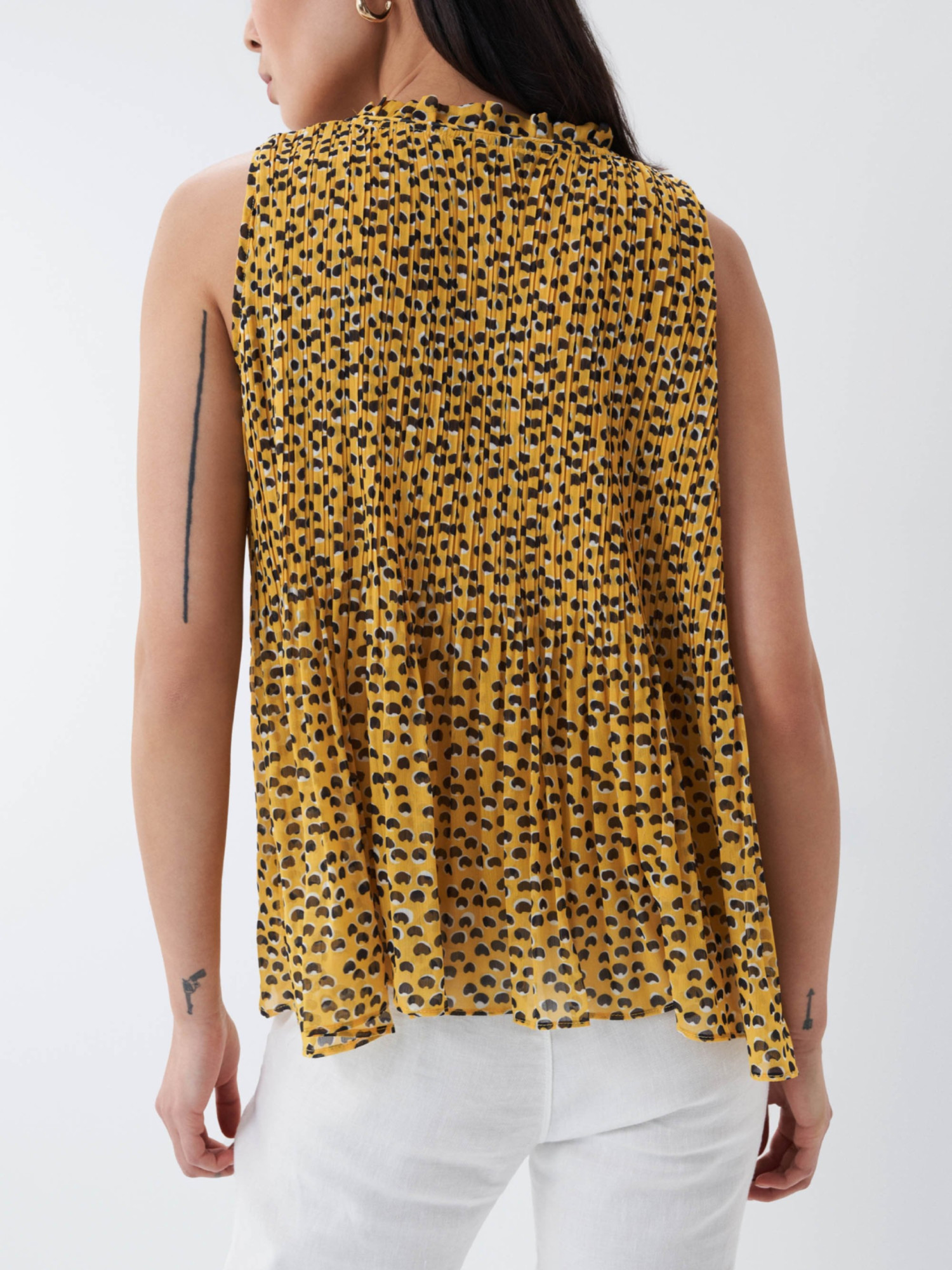 detail Salsa Jeans dámský hořčicový vzorovaný top