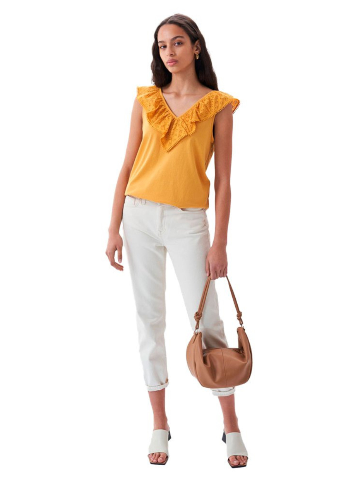 detail Salsa Jeans dámský hořčicový top